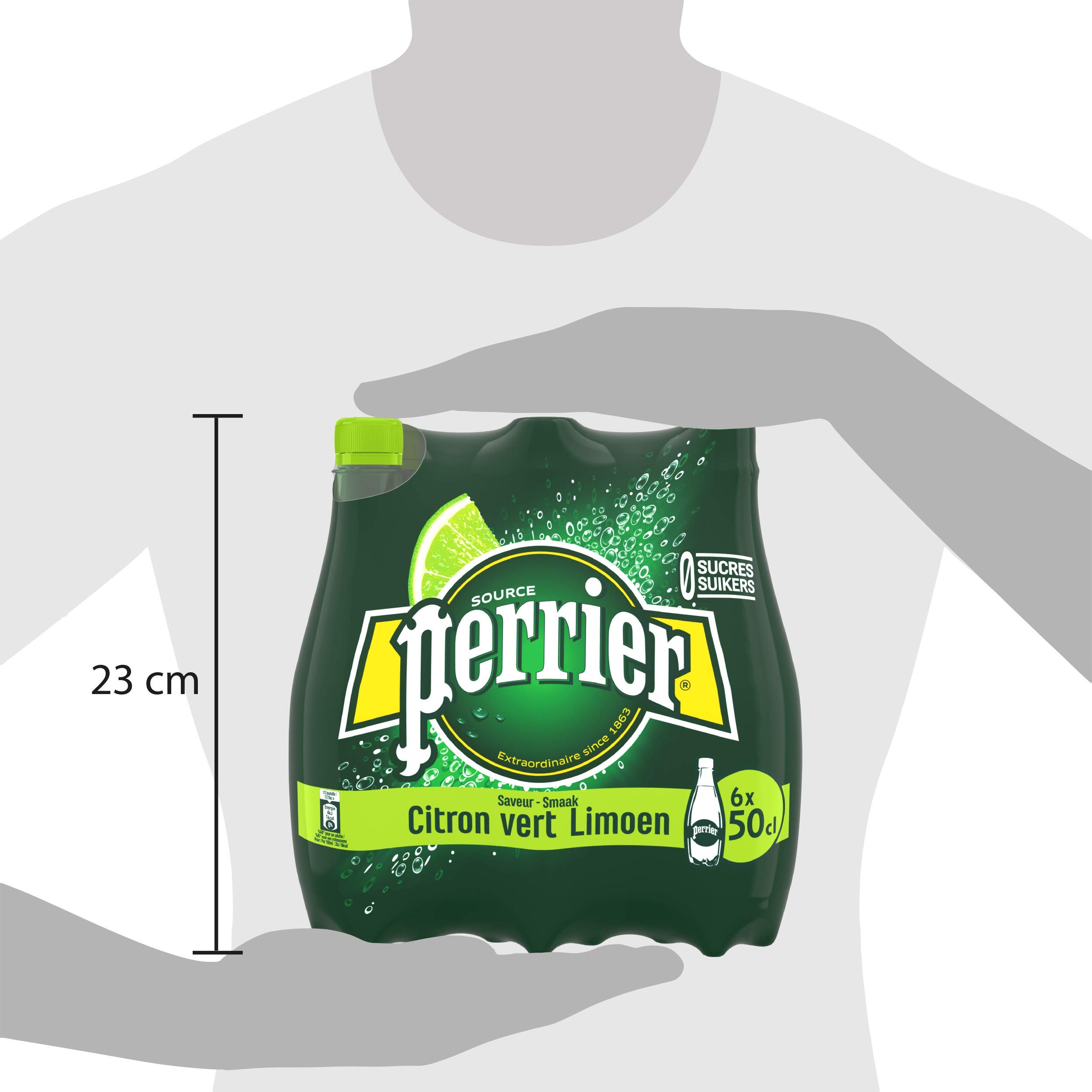 Perrier- Agua con Gas - Sabor Lima Limón - Zero Azucar- 6 Botellas de 500 Ml