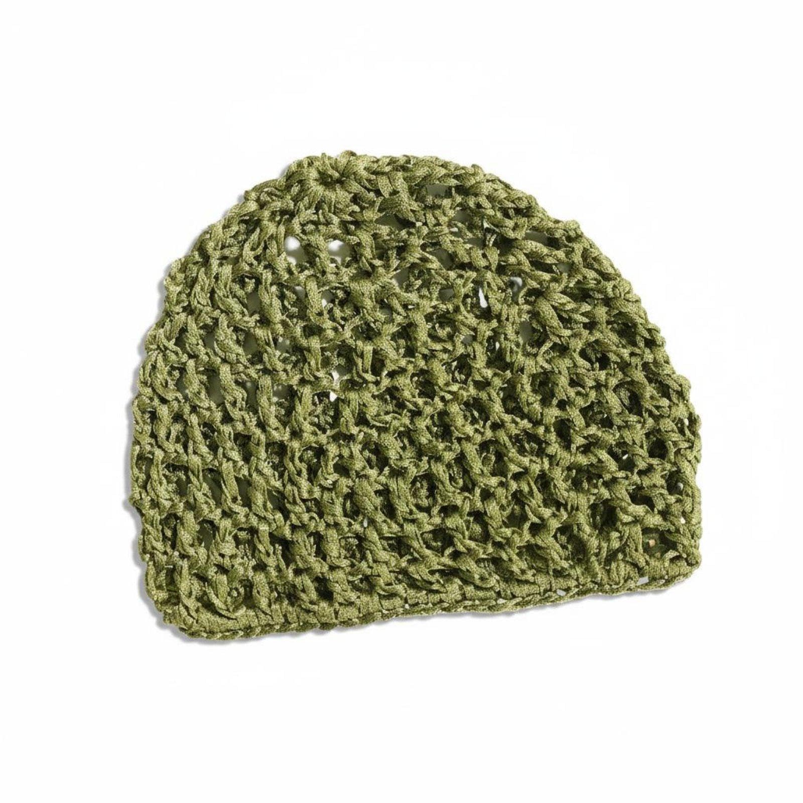 Hollow Out Knit Cap Breathable Hollow Out Head Cap Fit Mesh Skullcap for Women, Men, Casual Wear, Sleeping, Food Service Army Green-image-6