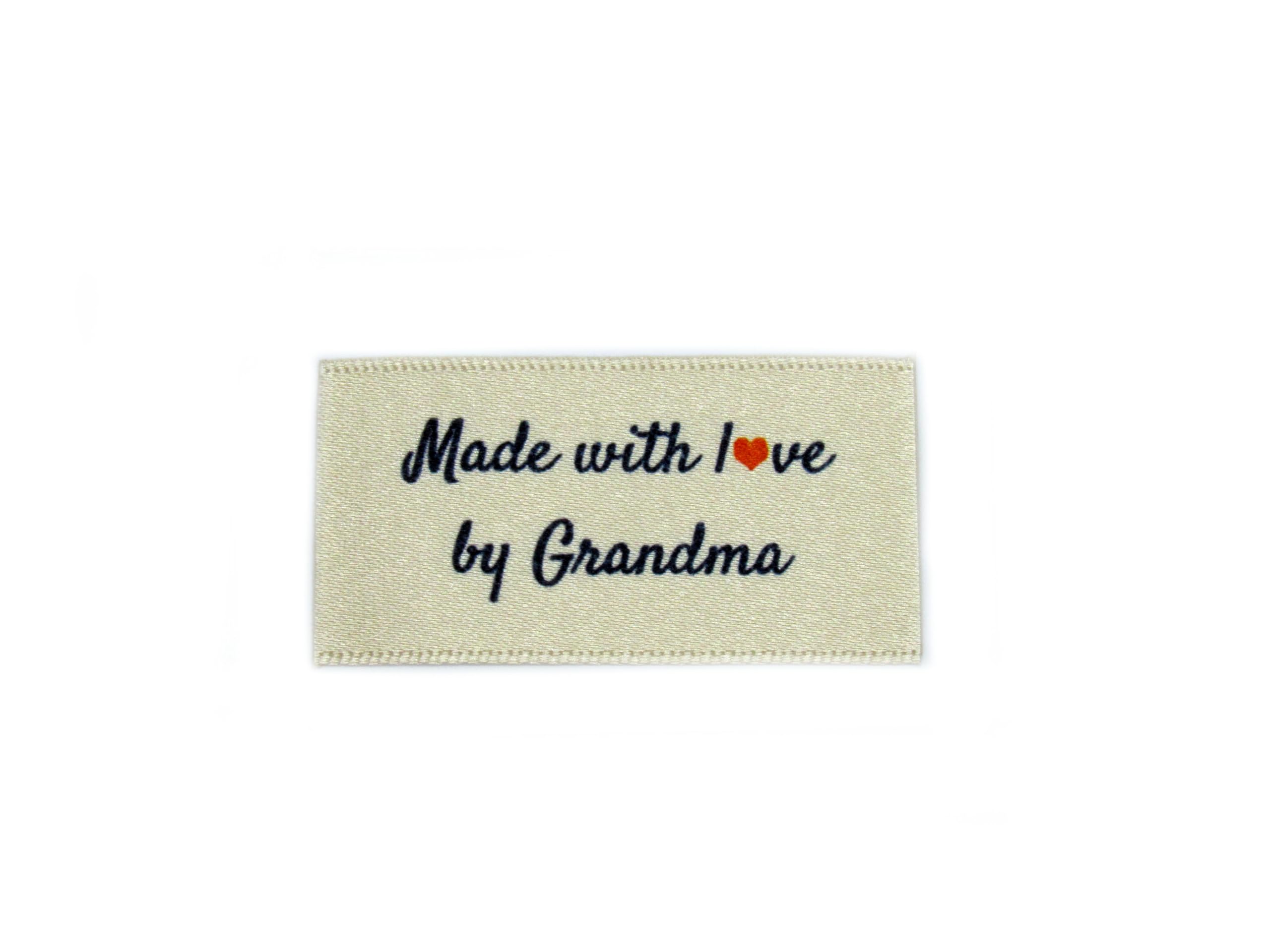 16 Made with Love by Grandma Labels Tags in Cream for Knitting, Crochet, Handmade, and Craft Items (25x40 Flat Large Size)