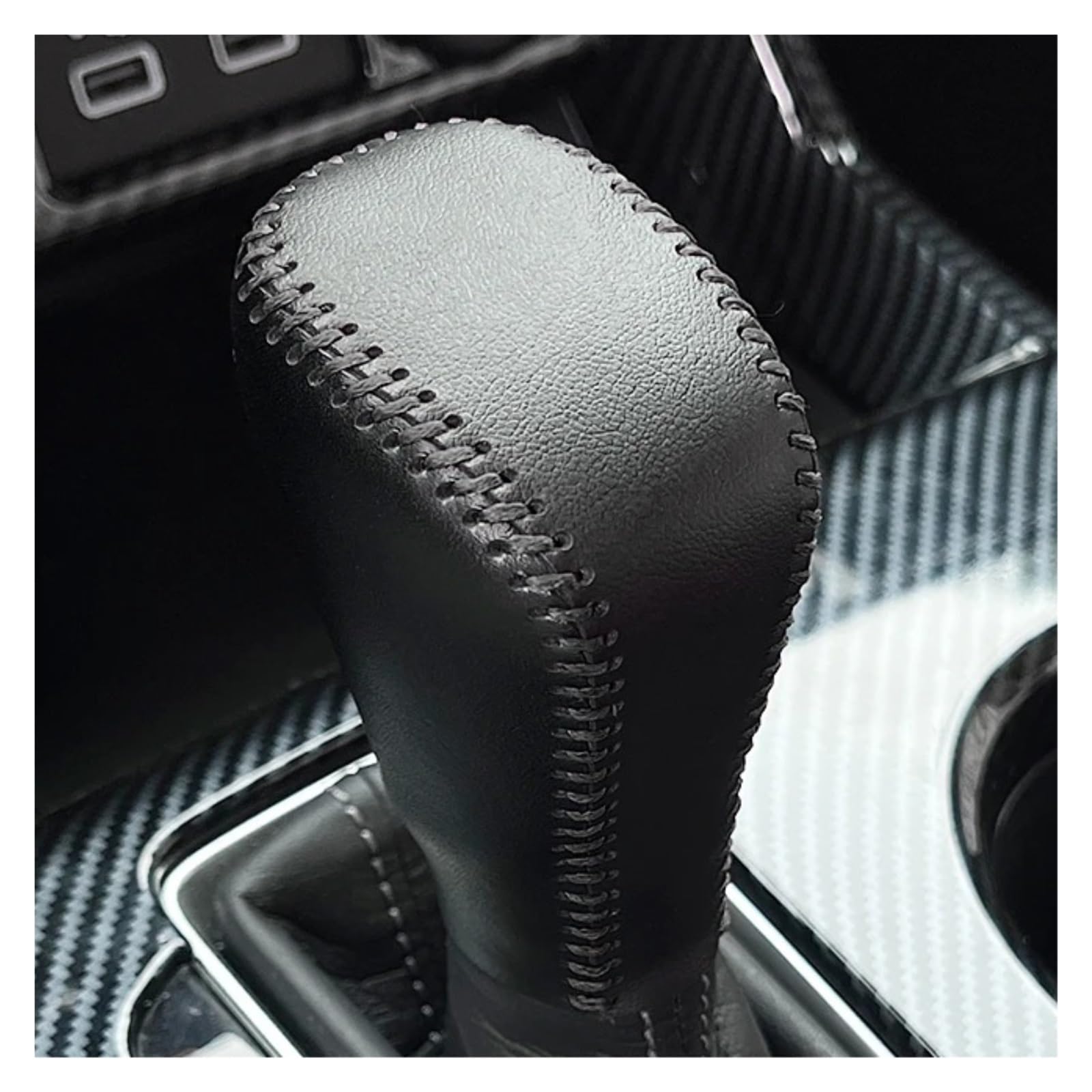 tusgt Gear Shifter Knob Head for ZRV 2023 Leather Gear Shifter Protector Head Cover(Black Black line)