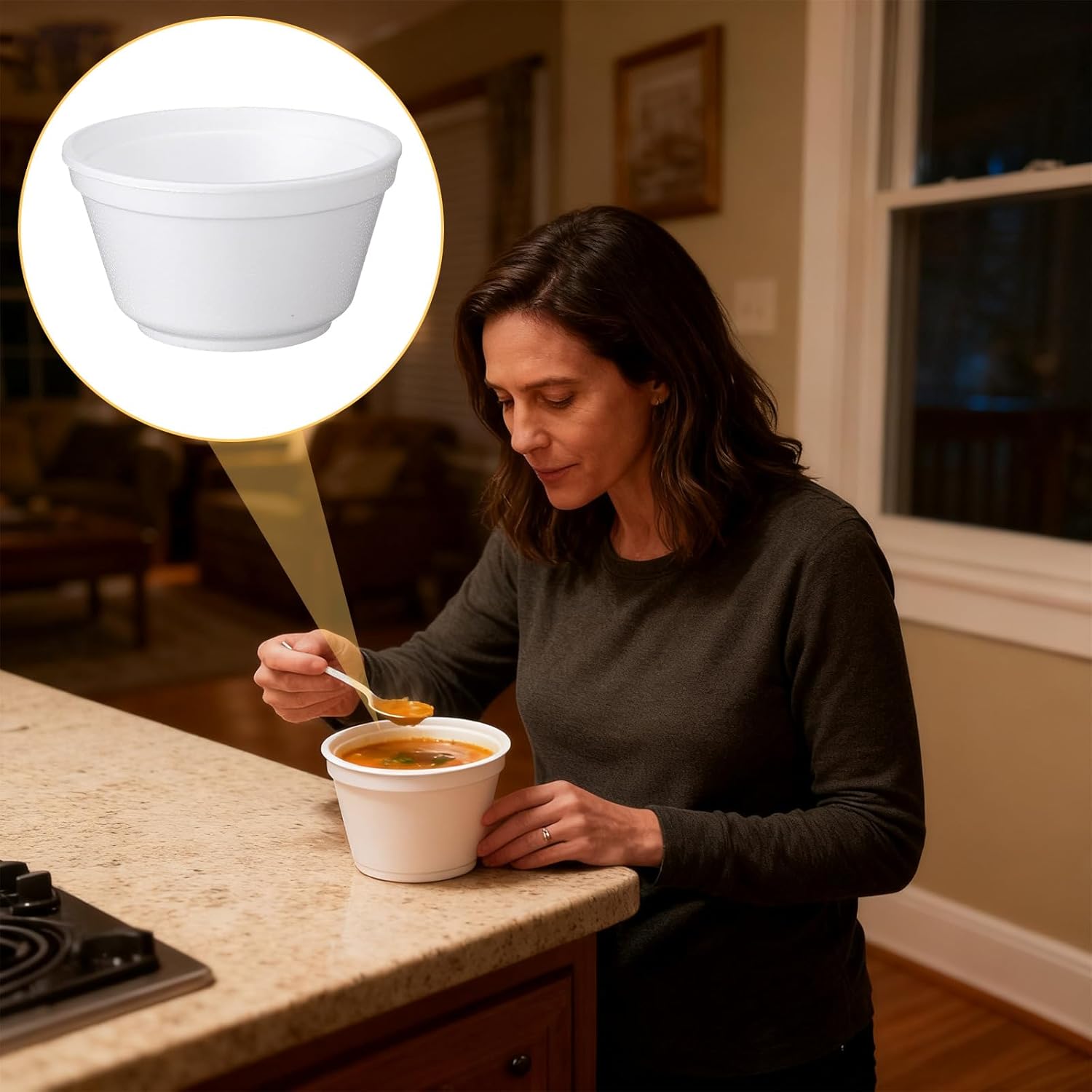 120 Pack Foam Bowls 8 Ounce Disposable Soup Container for Hot and Cold Foods Ice Cream, Yogurt, Soup, Takeout