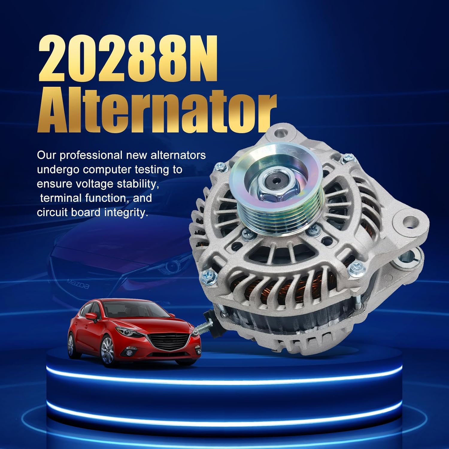 20288N New Alternator Compatible with Mazda 3 & 6 2014-2021,Mazda CX-5 CX5 2013-2019/2022-2023, CX-3 2016-2021, MX-5 Miata & Toyota Yaris, Yaris iA & Scion iA, Replaces 20288, PE0118300 (20288N)