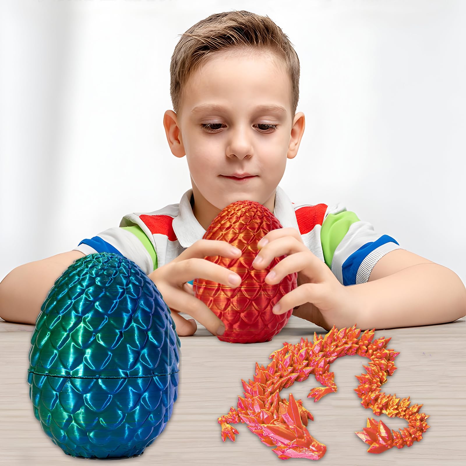 3D Impreso Dragón Huevo Con, 2 Modelos de Huevos de Dragón, Para los Niños Amantes del y los Coches, Oficinas, Casas Juguetes de Escritorio
