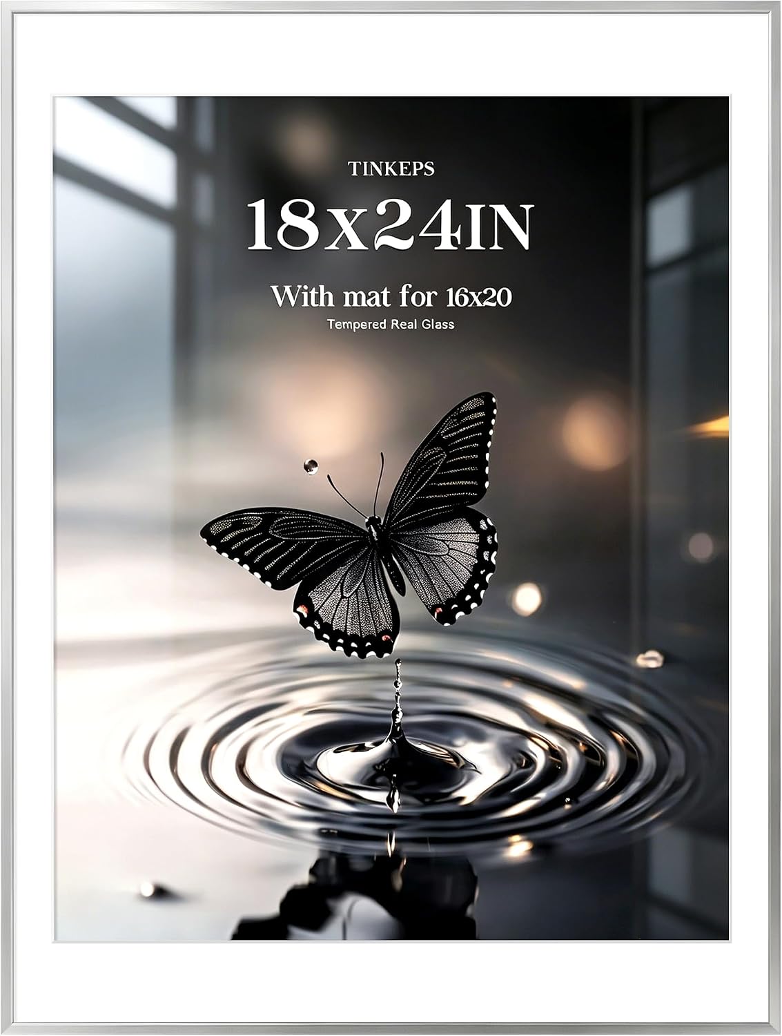 18x24 Silver Metal Poster Frame - Real Tempered Glass