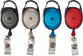 Advantus Retractable Carabiner ID Reels, Assorted Colors, Pack of 20,Multi-Colored,75552