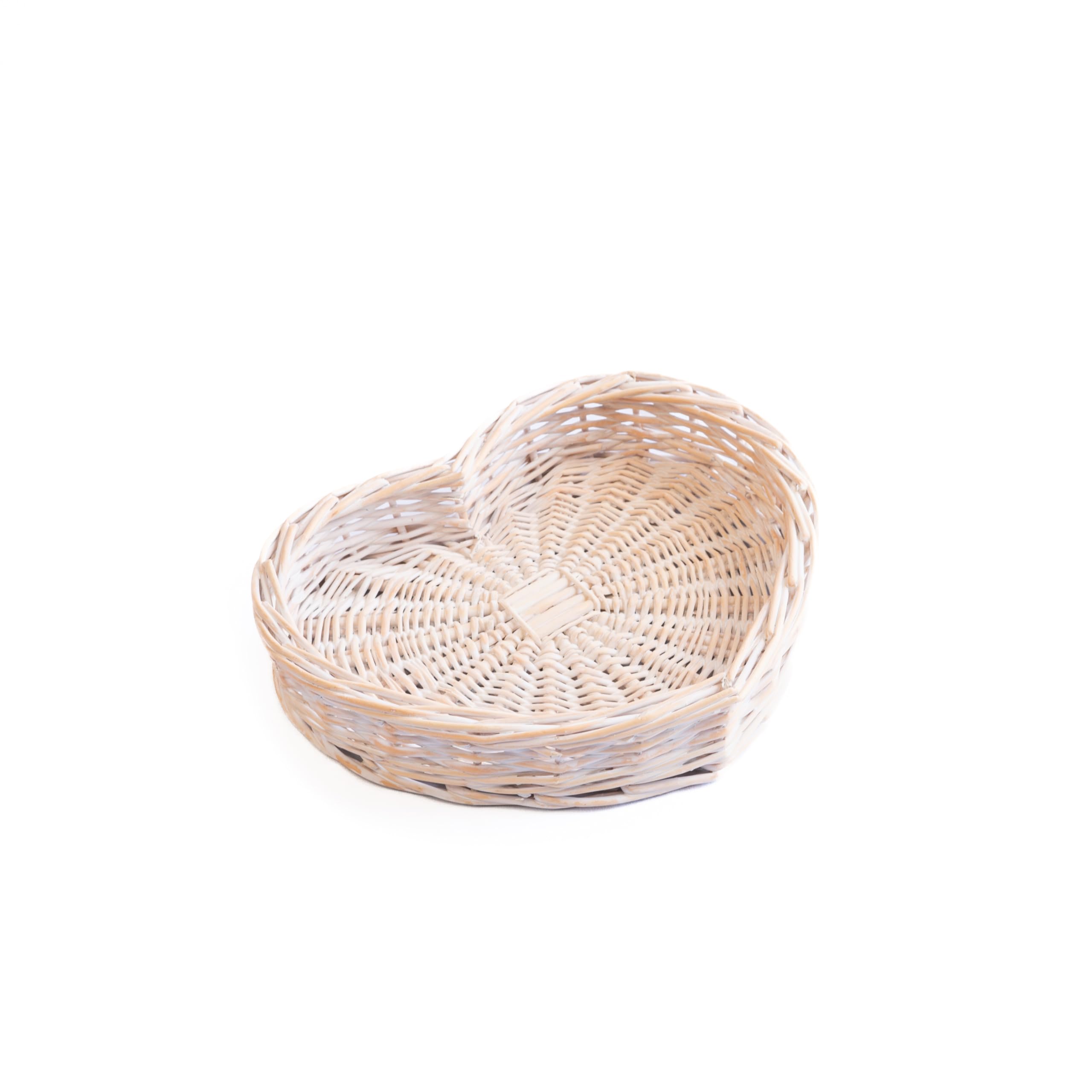 Arthur Cameron White Heart Shape Wicker Storage Basket Footstool Shelf Tray (, Small)
