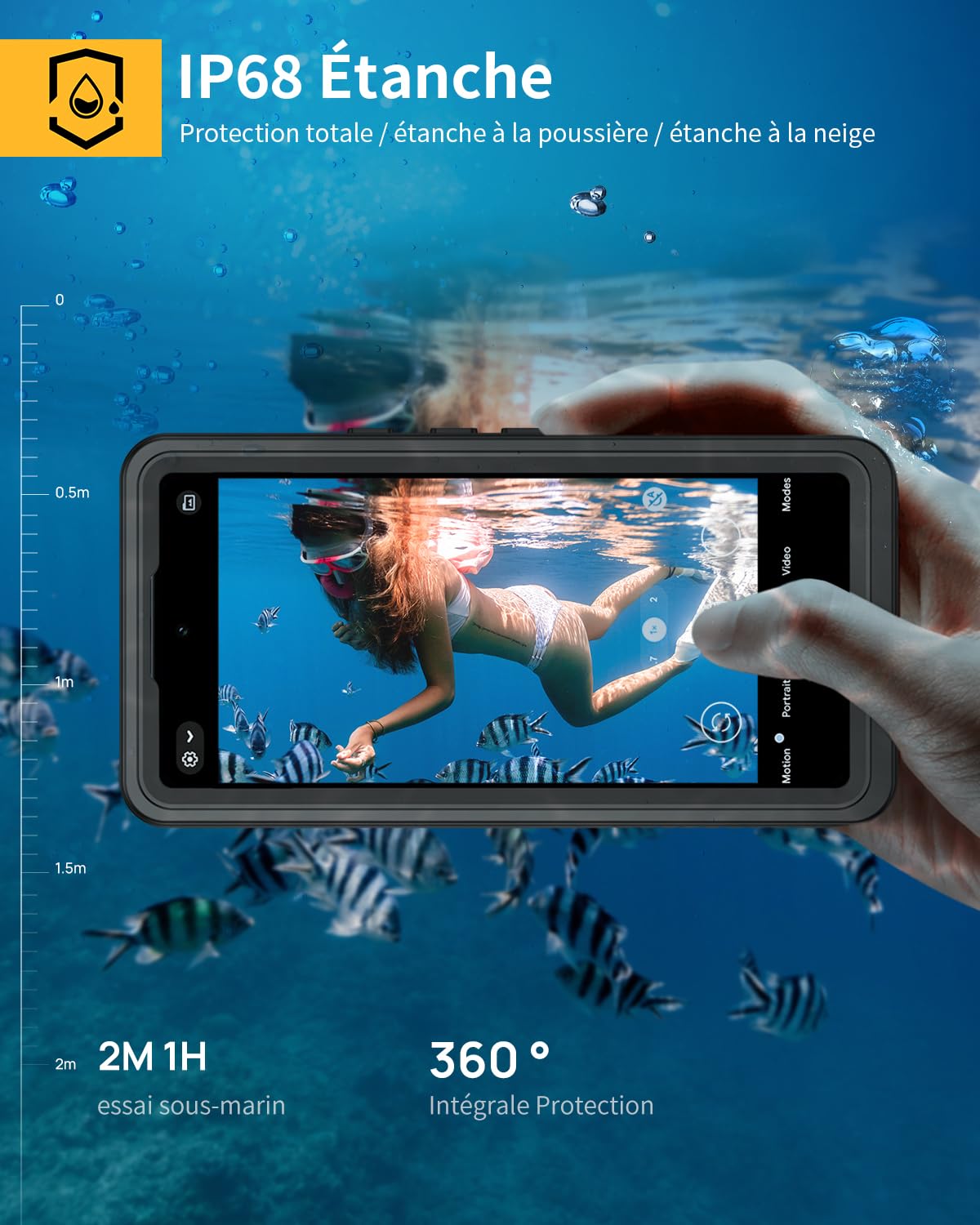 Lanhiem Coque pour Google Pixel 10 Pro IP68 Étanche Antichoc Intégrale Noir | Waterproof,Double Renforcé,360° Protection Écran+Caméra,Antipoussière,Incassable Etui,Avant et Arrière Housses,Chantier