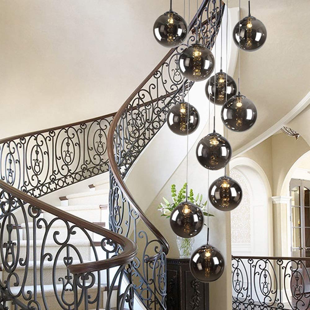SYAXVOM Modern Hotel Villa Staircase Chandelier - Stylish Duplex Hollow Design for Living Room Ideal High Ceiling Lighting Long Staircases Elegant Home Decor