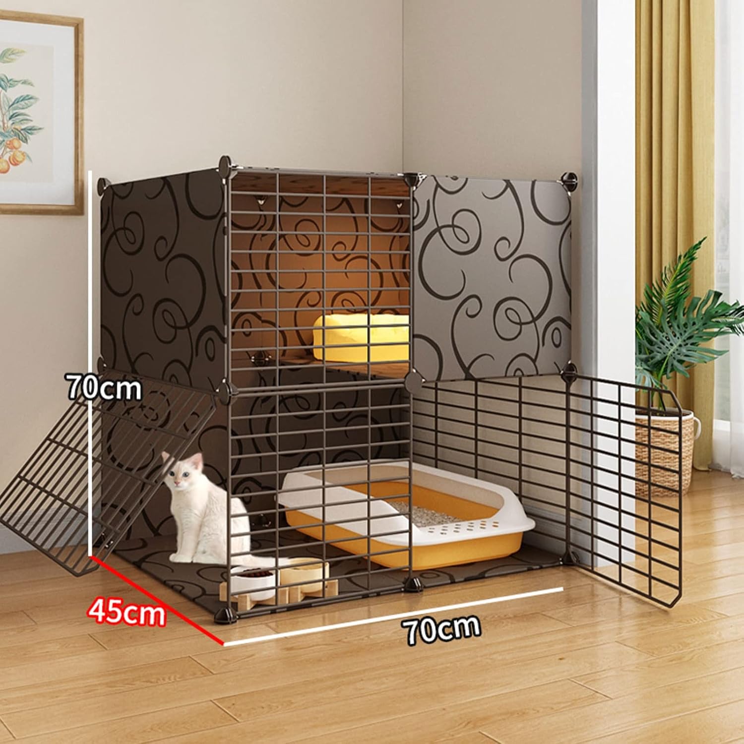 Cat Cages Indoor Large, Cat Houses in Pet Supplies,Detachable Metal Wire Kitten Crate DIY Pet Kennel Enclosures with Door Large Space and Easy to Clean (Black)