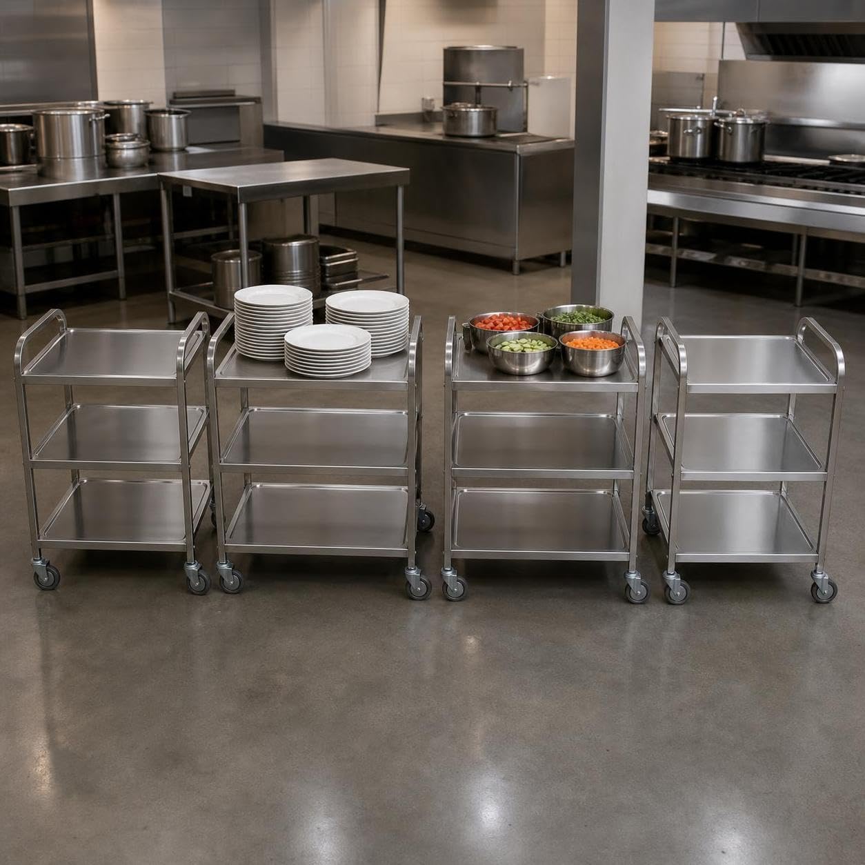 Carrello Multiuso da Ristorante Mobile, Carrello 3 ripiani grande spesso