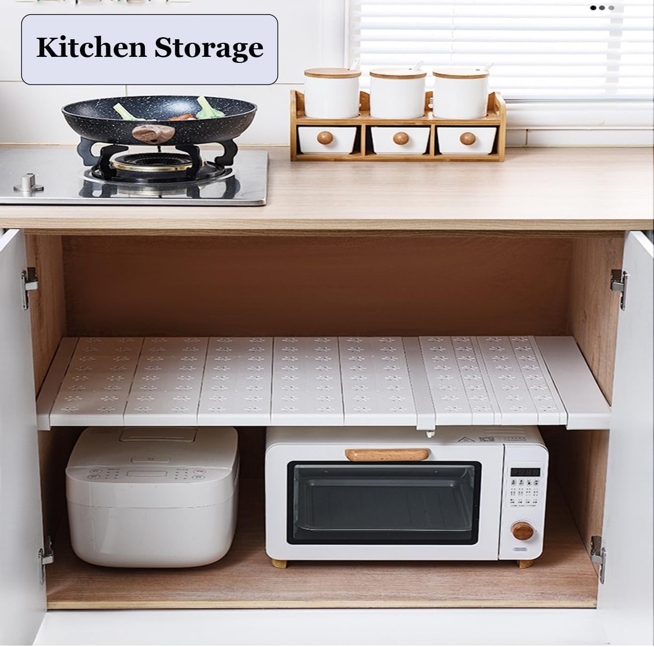 REHOOF Baldas Armario Interior Extensible, Estantería De Almacenamiento De Metal Organizador De Gabinete Telescópicos Separador DIY Divisor para Armario, Cocina, Baño, Refrigerador W24cm,L 91-122cm