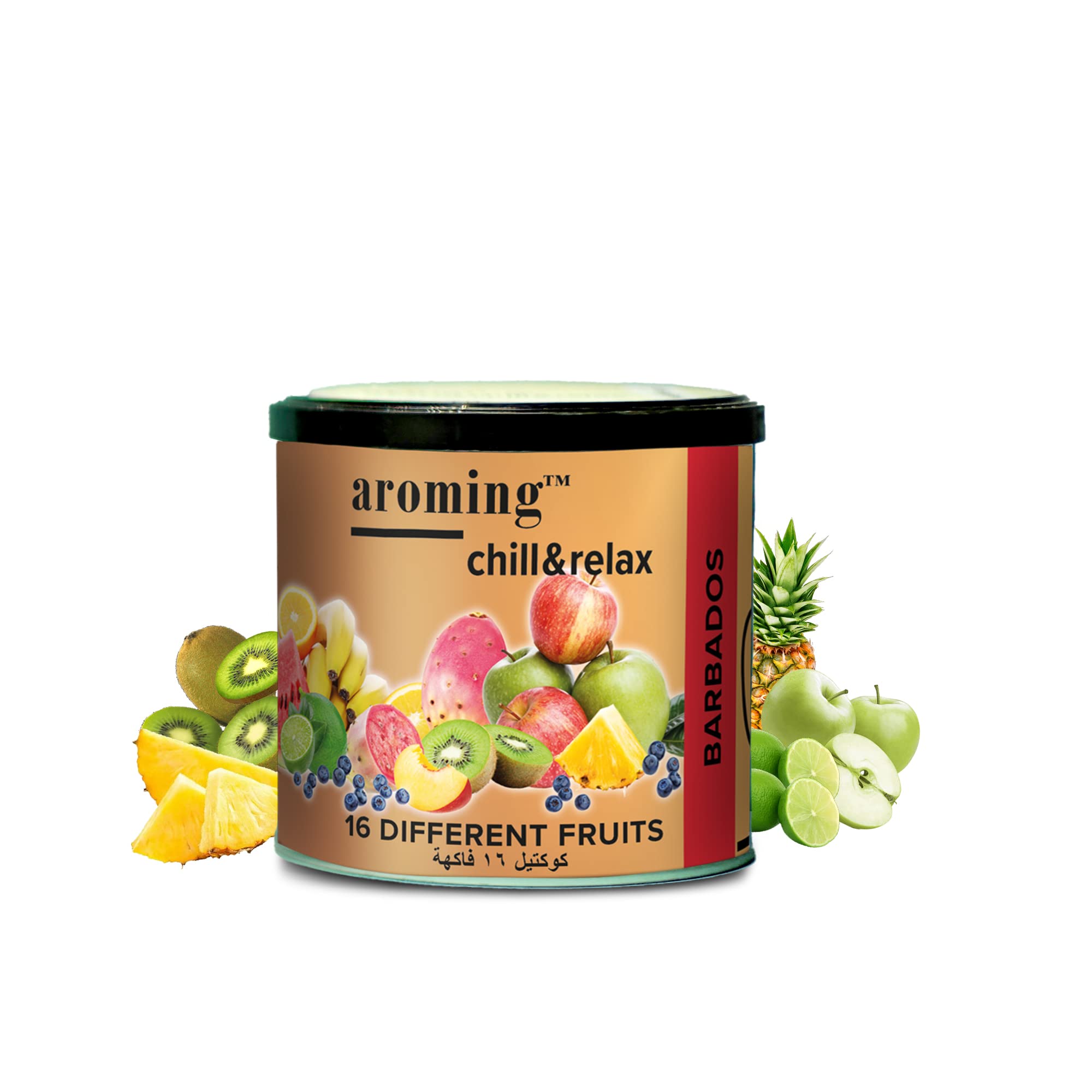 Shisha Flavors by Aroming – Made in Germany - No Nicotine No Tobacco – 16 Different Fruits 200g – Premium Quality Intense Hookah Flavor