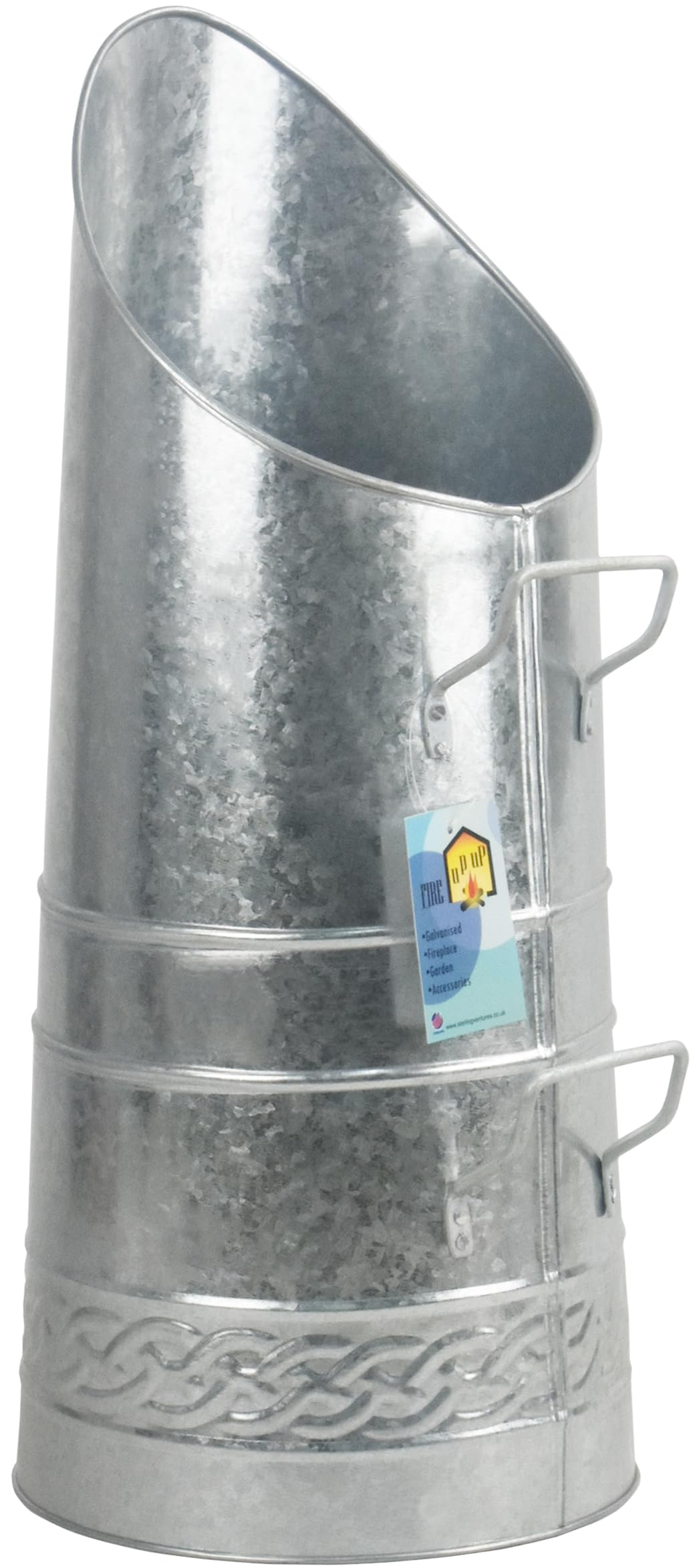 Heavy Duty Tall Metal Fireplace Round Coal Scuttle Bucket Hod 21" (Silver)