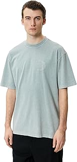 KOTON mens Moon Embroidered Oversized Tshirt