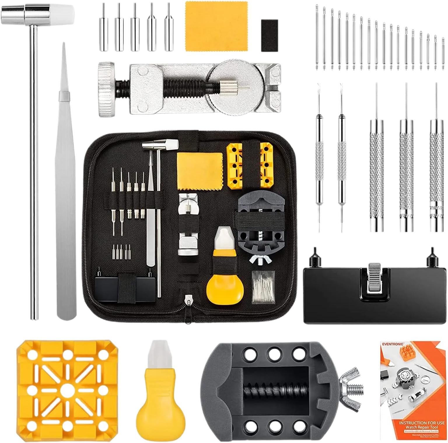 – Watch Battery Replacement Tool Kit - Watch Adjustment Tool Kit | Wristwatch Case Opener Resizing Battery Replacement Accessories for Professional Jewelers Men Maintenance Enthusiasts