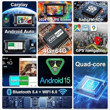 8Core AI Android15 Radio for VW Golf 5/6 Passat B7 Amarok Caddy Polo Sharan