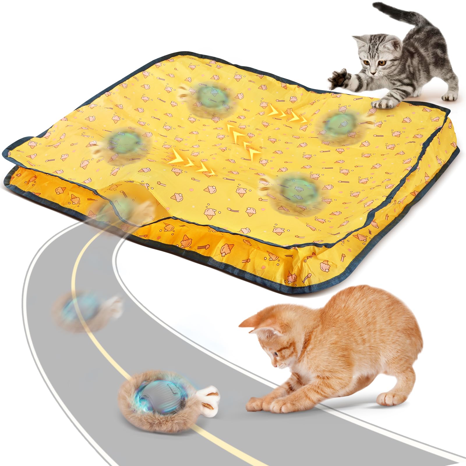 Giocattolo Interattivo Per Gatti – 62x62x6,8 Cm Con 3 Velocità, Movimento Casuale E Motore Silenzioso, Ideale Per Interni, Ricaricabile E Antigraffio