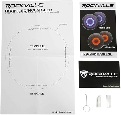 Miniatura 7 de Rockville Par de altavoces de cine en casa HC85-LED de 8 "700 vatios en el techo con LED rojo