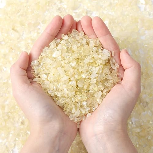 MAIBAOTA Natural Citrine Crystal Quartz Rocks Chips Vase Filler Rocks for Succulent Plant Small Fish Tank Aquarium Gravel Decorative Pebbles Stones(200 gram)