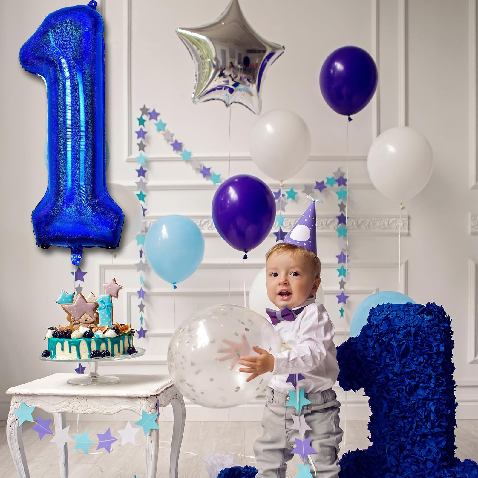 Palloncino Numero 5 Viola Con Corona - Gonfiabile Elio 101cm Per Compleanni E Feste