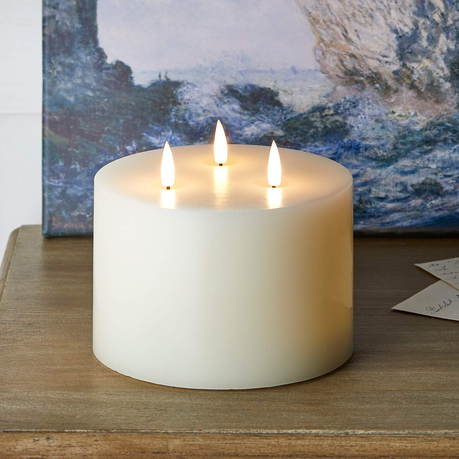 Candela LED Lights4fun TruGlow™ Con Fiamma Tremolante - Vera Cera, Timer 6 Ore, Bianco Avorio - Foto 9