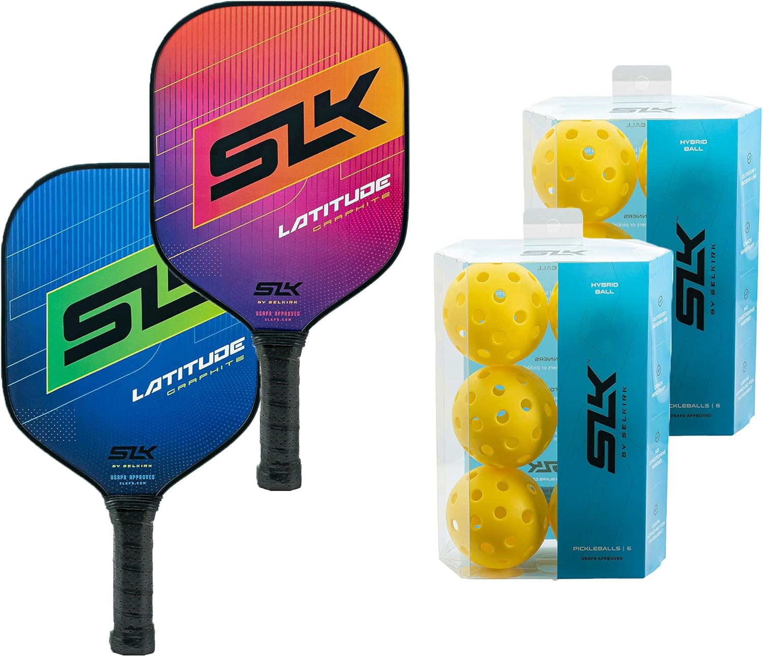 SLK Latitude Pickleball Paddle + SLK Hybrid Ball Bundle Graphite Pickleball Racket