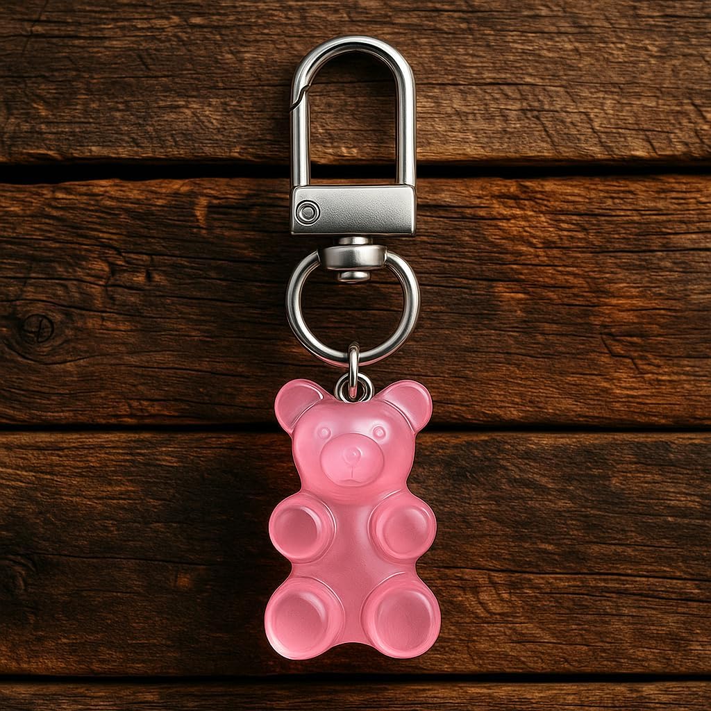 Bear Keychain, with Transparent Charm, Cute Key Chains Gifts for Women Giirls Friends,Stylish Decorative Accessory for Keys and Bags-Pink - Image 4