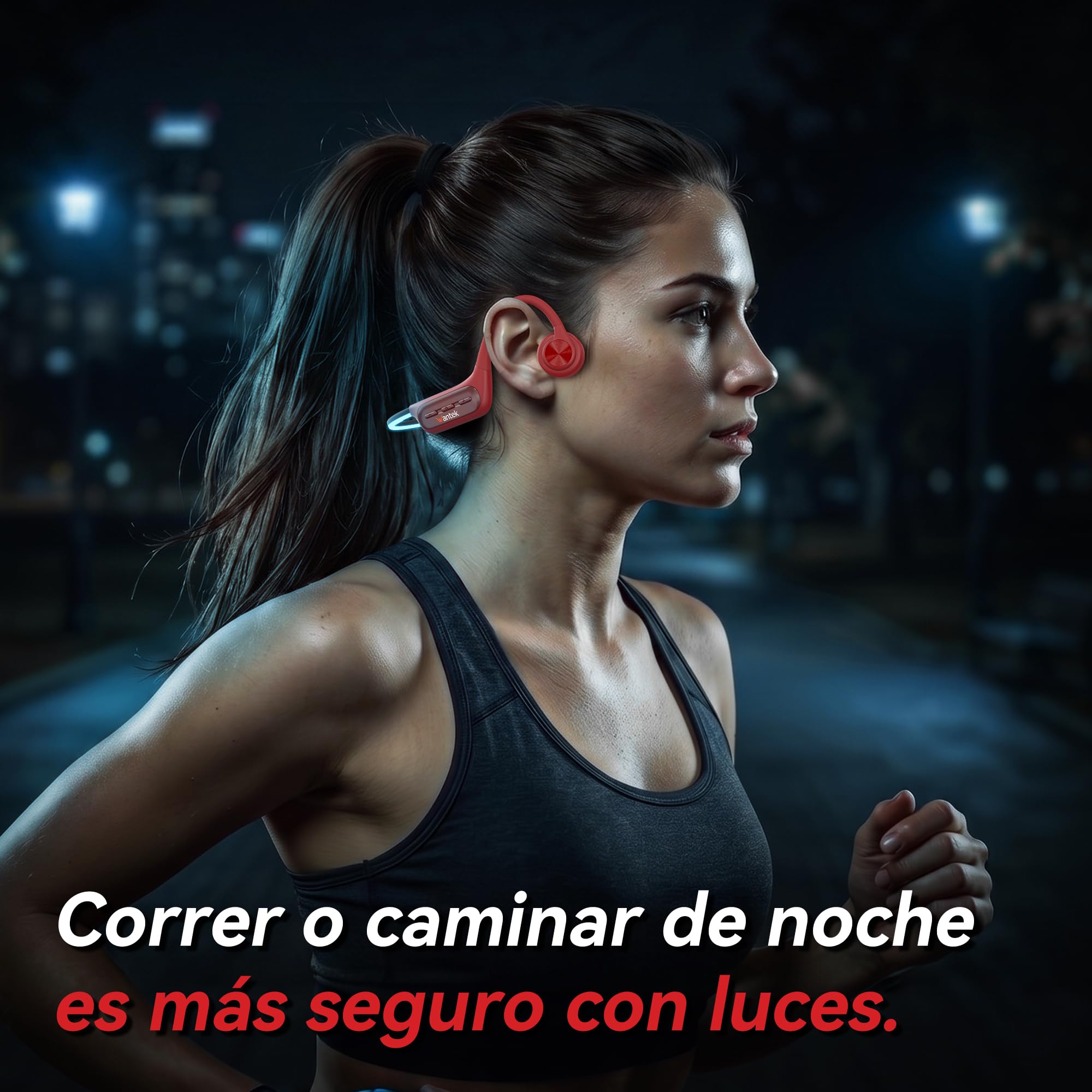 Wantek Auriculares de Conducción Ósea IP68 Impermeables para Natación, Bluetooth 5.3 con MP3 Integrado de 32GB, Auriculares Deportivos Open Ear para Nadar, Correr, Ciclismo y Fitness, 8H