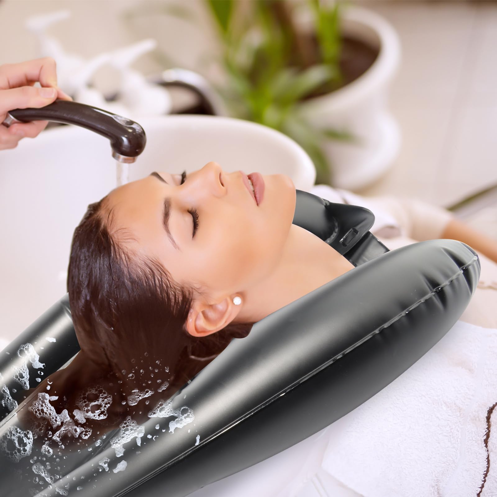 Lavacabezas Portatil para Casa Champú Hinchable para Lavabo Lavabo Inflable para el Cabello Lavabo inflable para lavar el cabello Lavacabezas Hinchable Portátil para Casa para postrados en cama