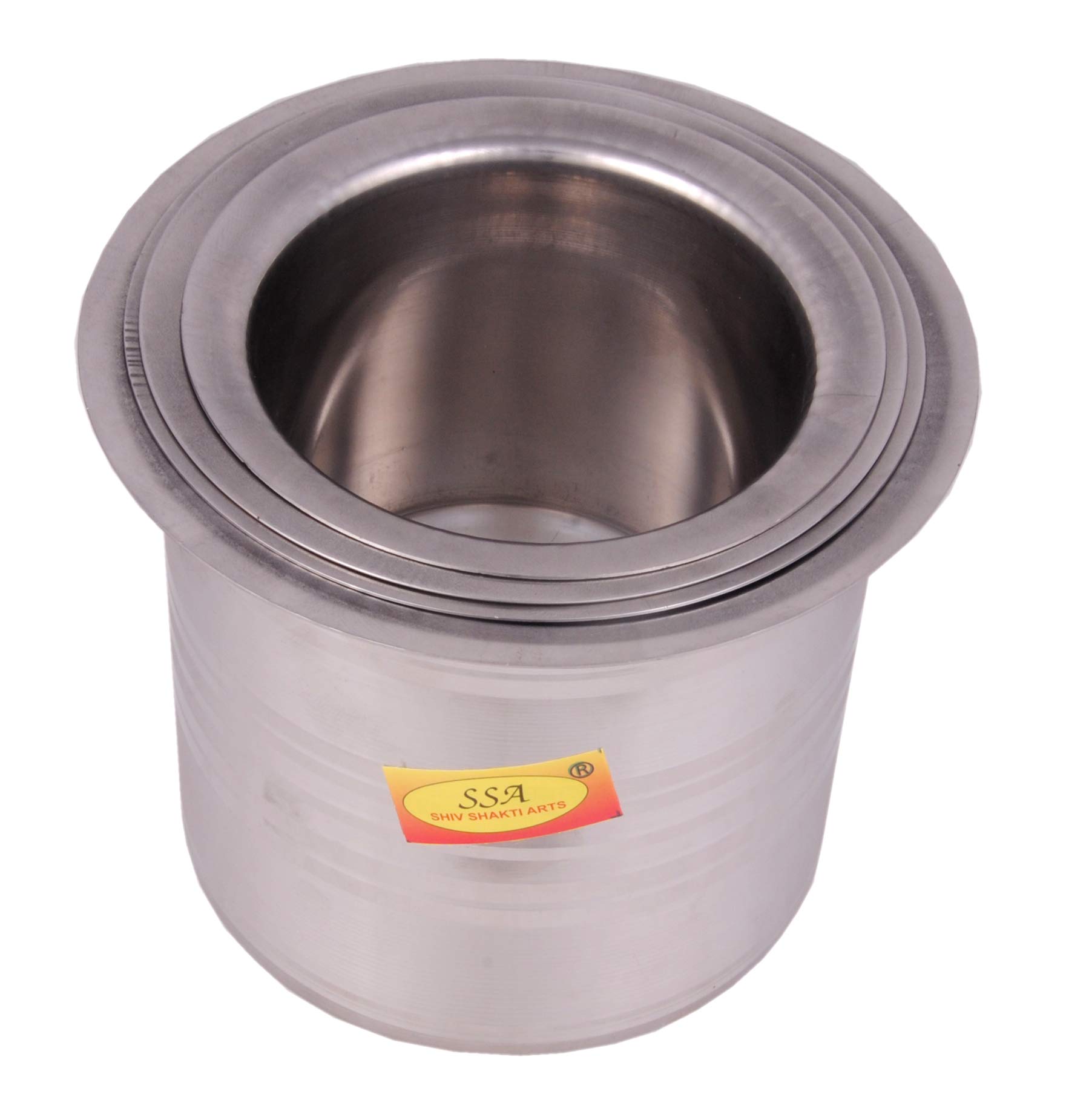 Shiv Shakti Arts® Stainless Steel Long Ganj/Milk Pot/Donga/Container Set for Serving Food - Heavy Gauge - (Silver touch - Medium, Set of 5 Pcs)