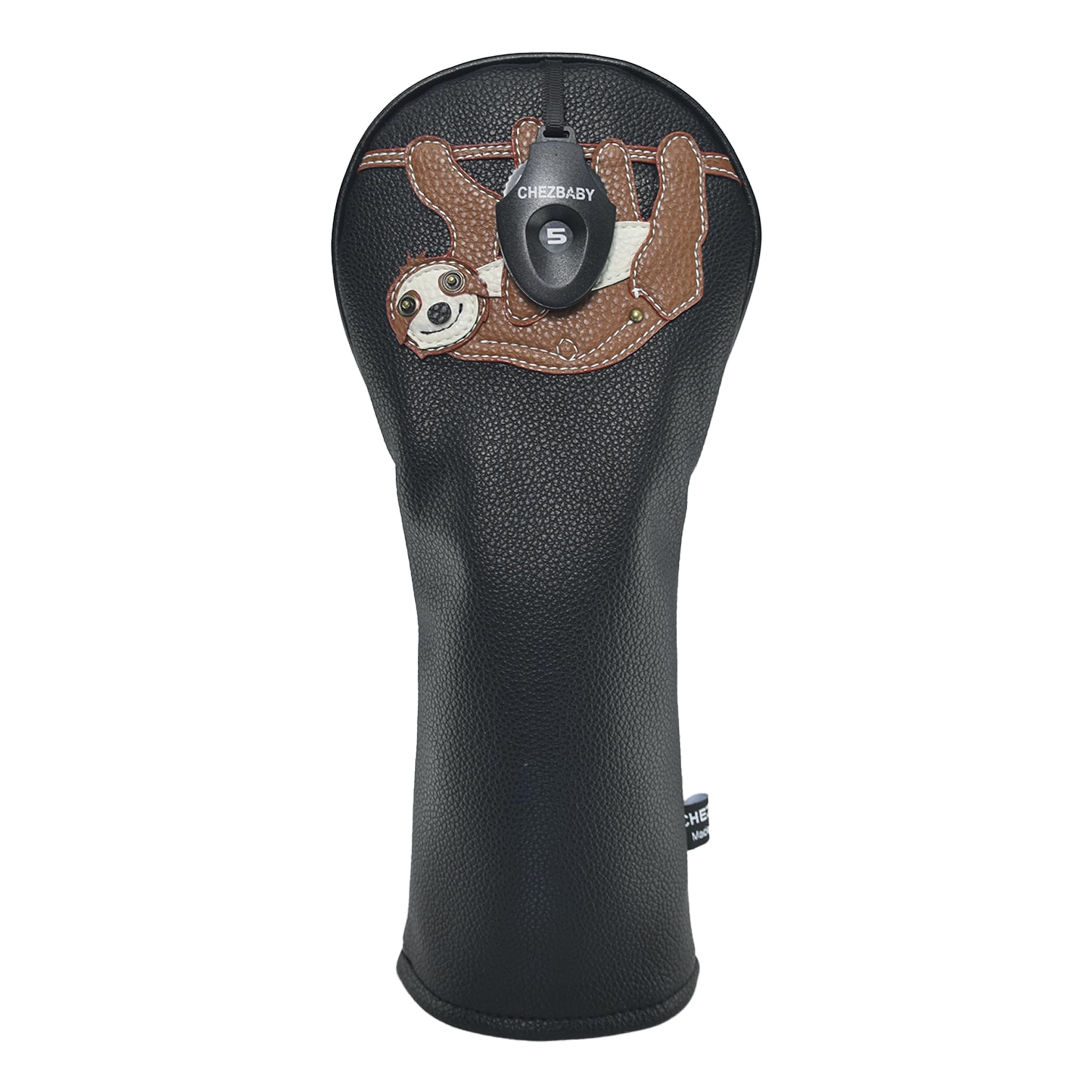 Sloth Golf Club Covers Headcovers PU Leather Animal for Driver Fairway Woods Hybrid Protector with Interchangeable Number Tag (5 Wood)