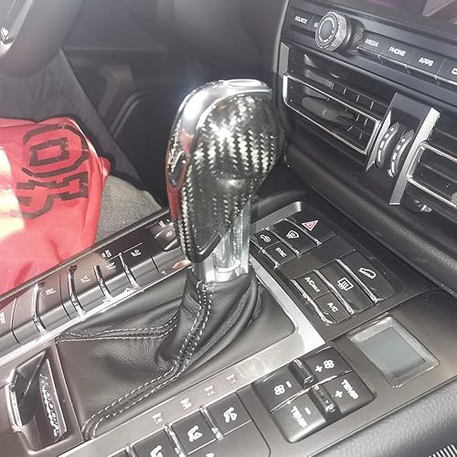 Miniatura 2 de YIWANG 100% fibra de carbono real accesorios de coche interior palanca de cambios cabeza cubierta ajuste para Porsche Macan Panamera Cayman 718 911