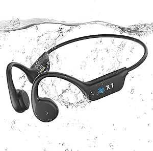 Swimming headphones-bone conduction headphones, IP68 waterproof built-in MP3 player 32G memory, underwater swimming headphone, wireless open Earphones Bluetooth 5.3, for running, cycling (black) asin的图片