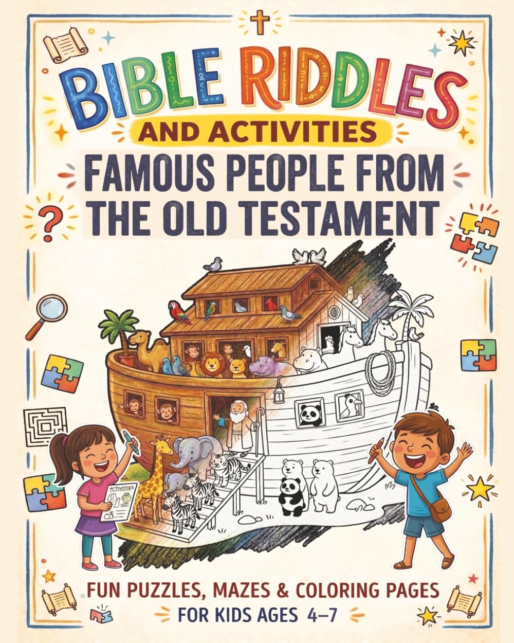 Famous People from the Old Testament: Fun Puzzles, Mazes, and Coloring Pages (Bible Riddles and Activities)