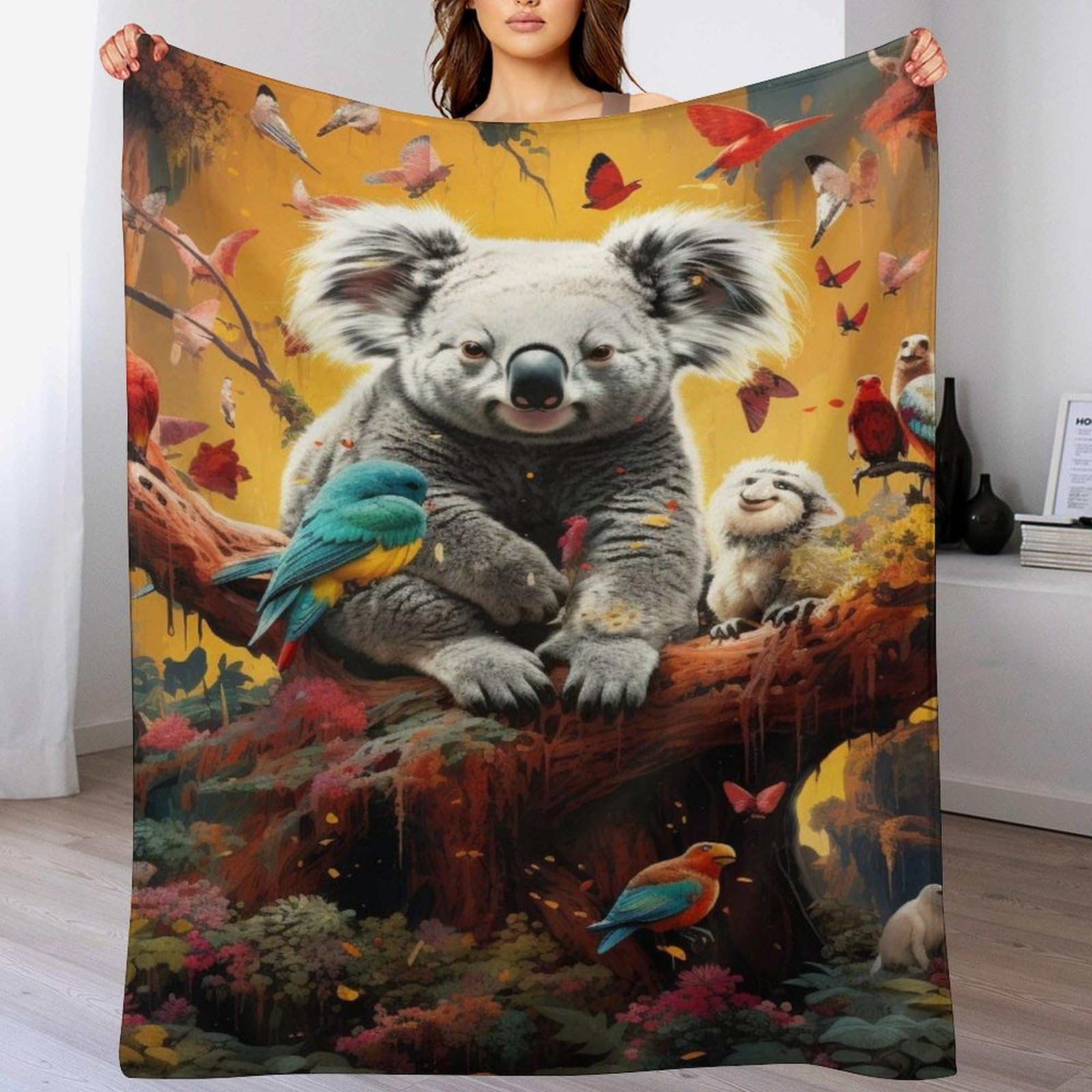 Couverture polaire koala en flannel douce de 100x130cm pour lit et canapé