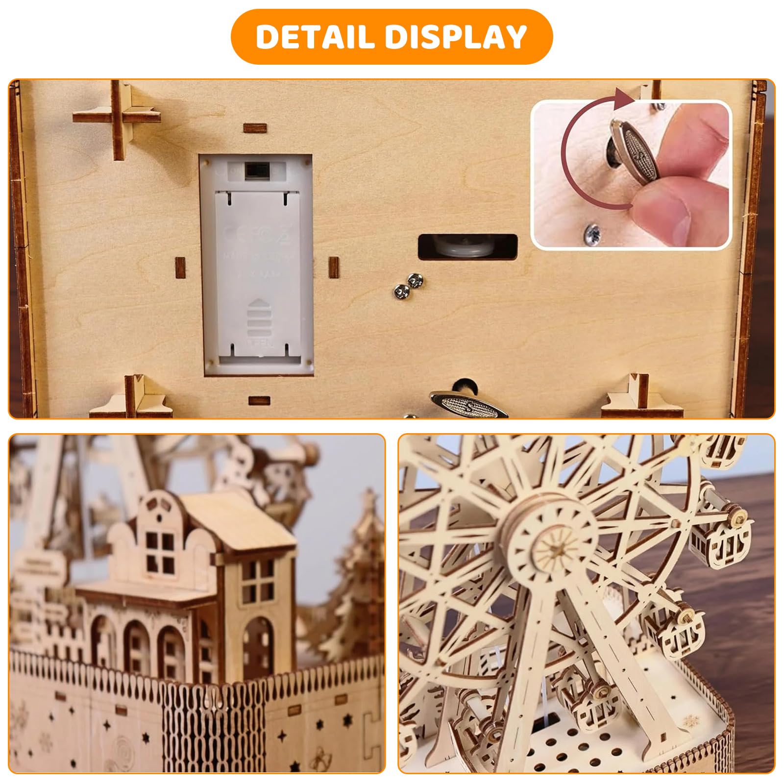 3D Wooden Puzzles for Adults, Ferris Wheel Model Kits with Light, 3D Puzzle Adult Model Craft Set to build - Image 4