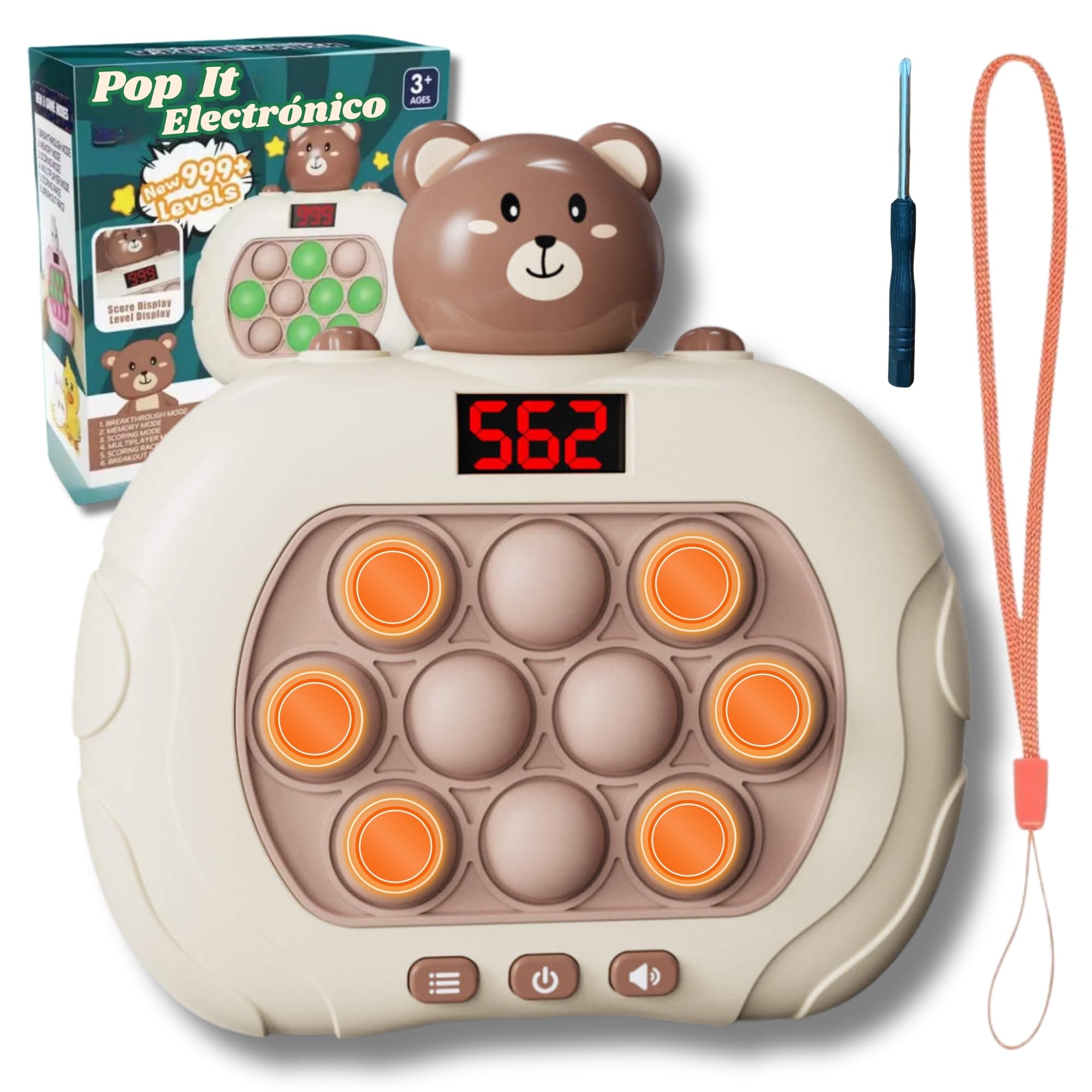 Tibimon Pop It Ingenuity Toys, Juego De Puzzle Iluminado, Videojuego Pop It, Máquina De Juguetes Reductora del Estrés, Regalos para Niños y Adolescentes De 3 a 9 Años