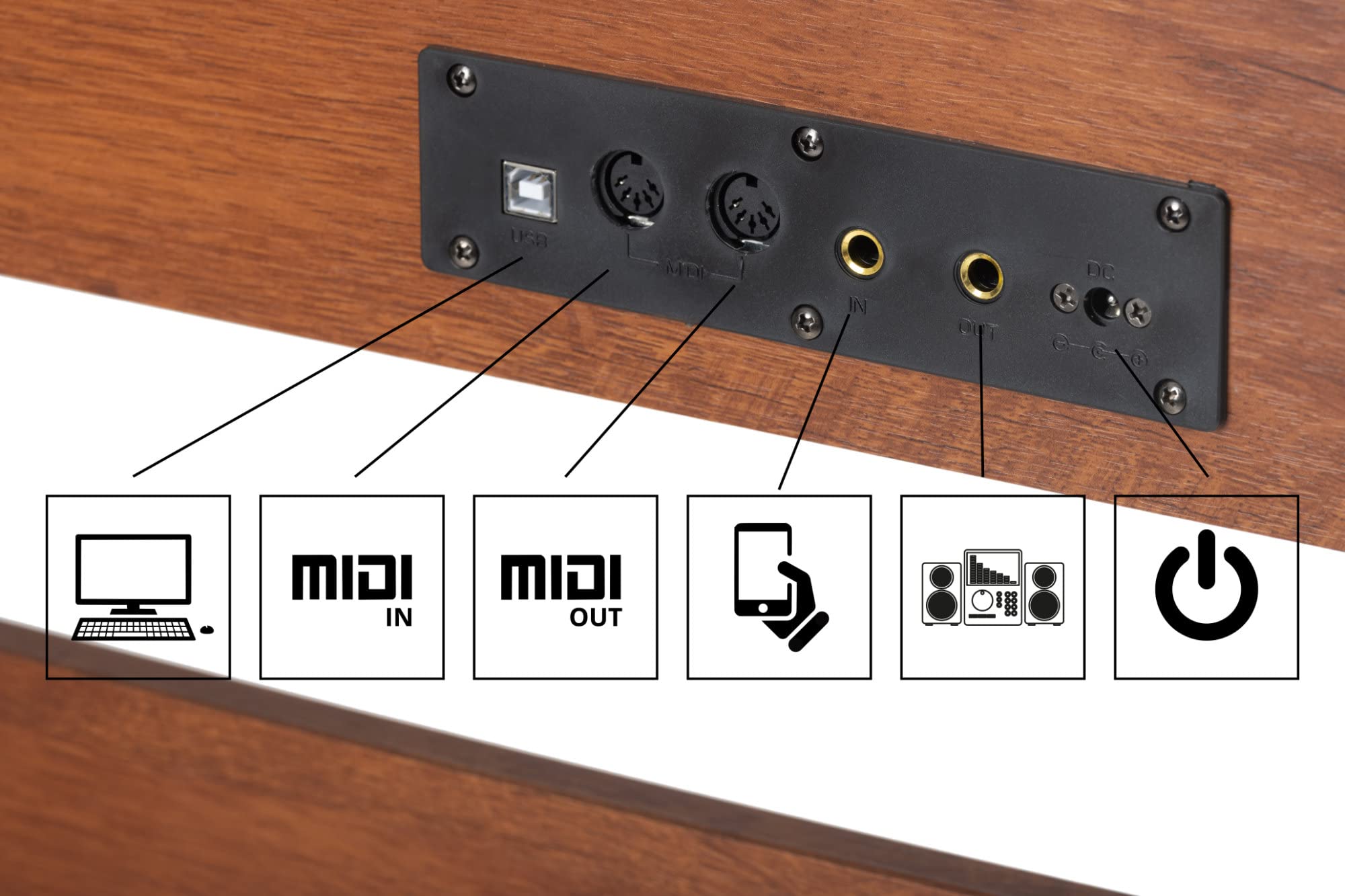 McGrey DP-18 WN Pianoforte Digitale Noce Opaco - 88 Tasti Tastiera con azione a martello - Pianola musicale con USB, 128 suoni, 128 polifonie, 3 pedali - Piano digitale per scuola