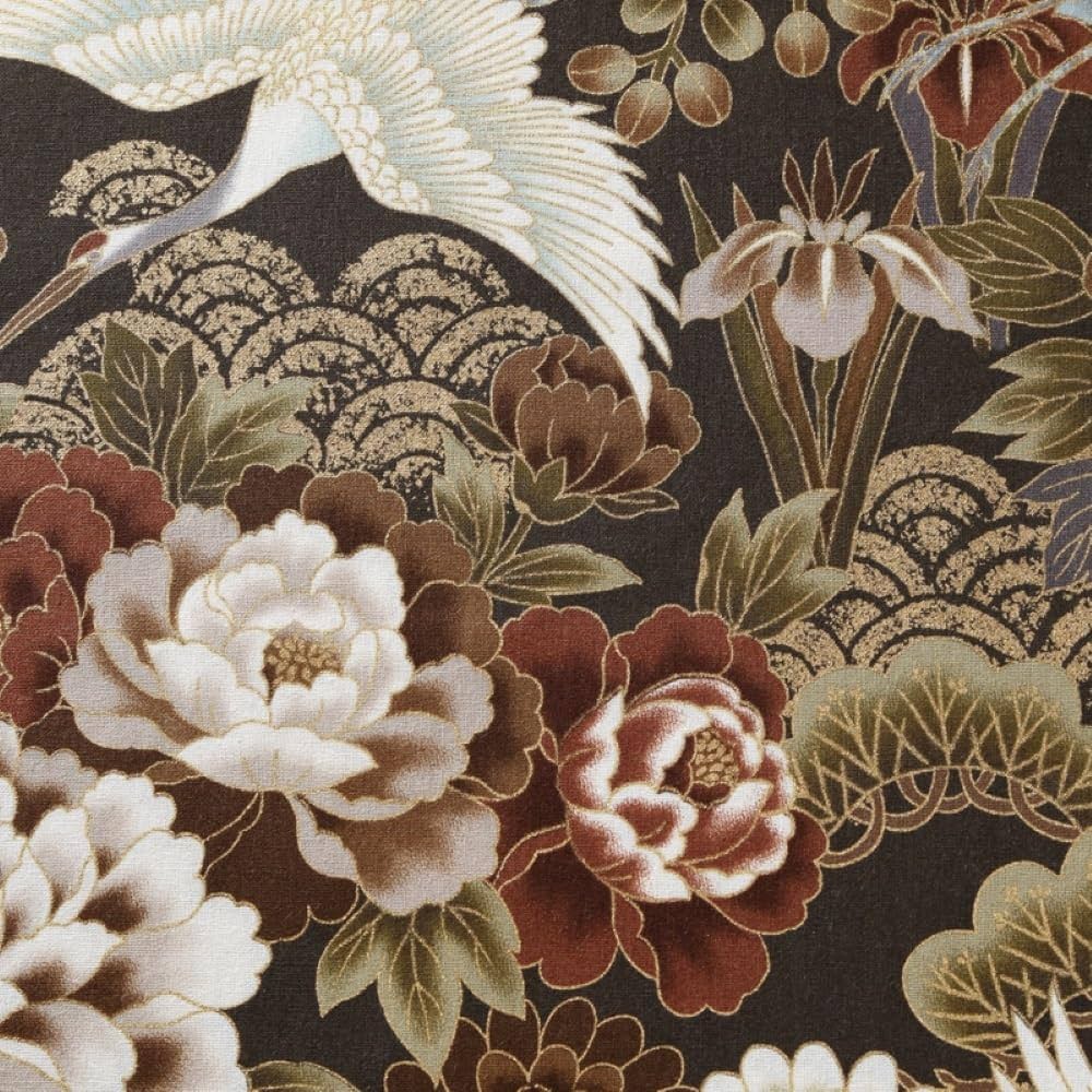 Amazon | シーチング 綿 生地 布 開花 和柄 花柄 大柄 鶴 和風