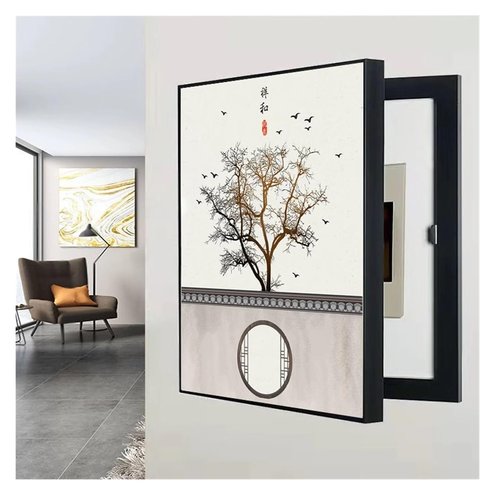 Pittura Decorativa Copertura Contatore Elettrico Coprire L'interruttore Alimentazione Copertura Quadro Elettrico A Parete Home Design Pittura Decorativa(Gray,40x60cm)
