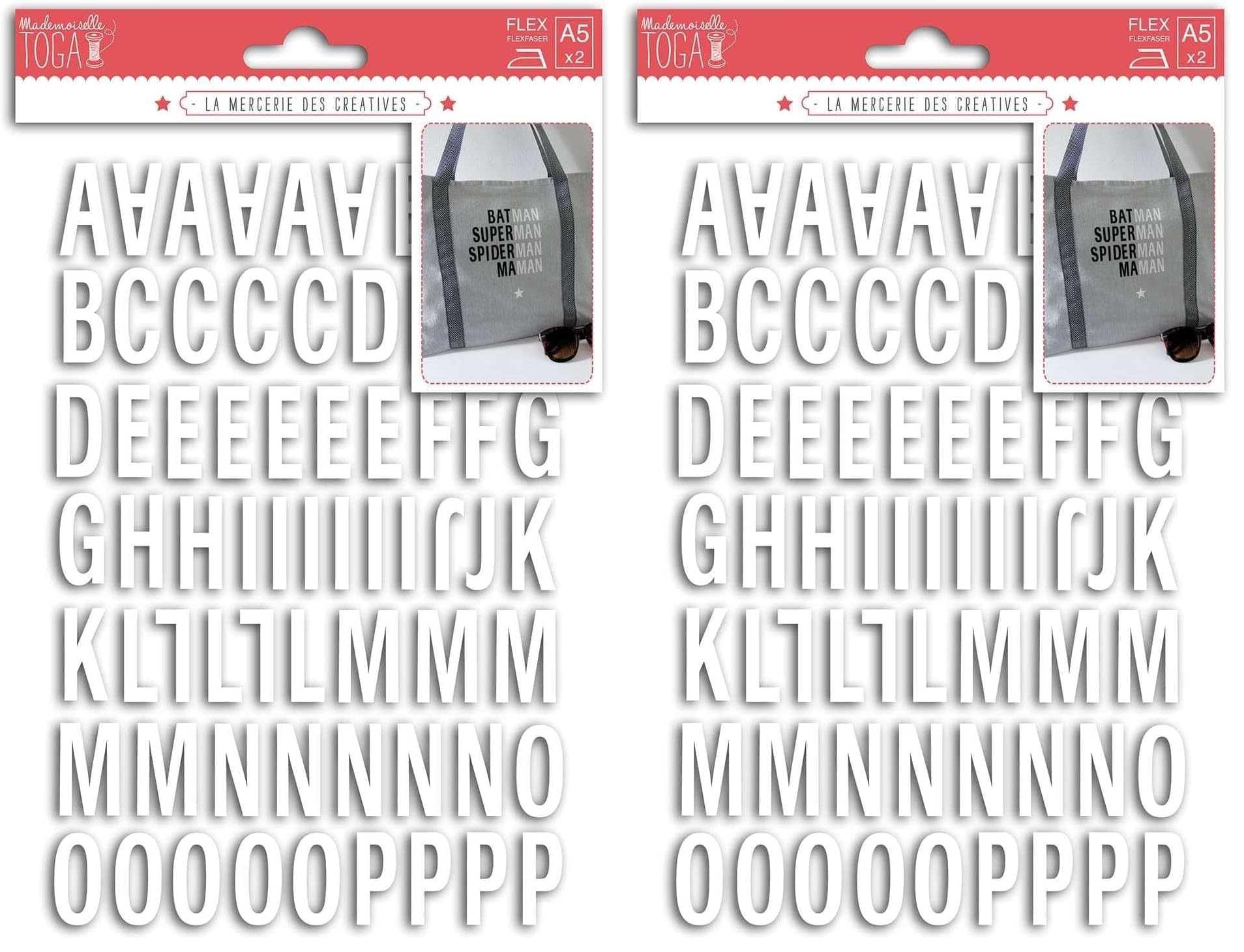 Lettres thermocollantes faciles à poser au fer et lavables à 30 degrés, alphabet flex blanc