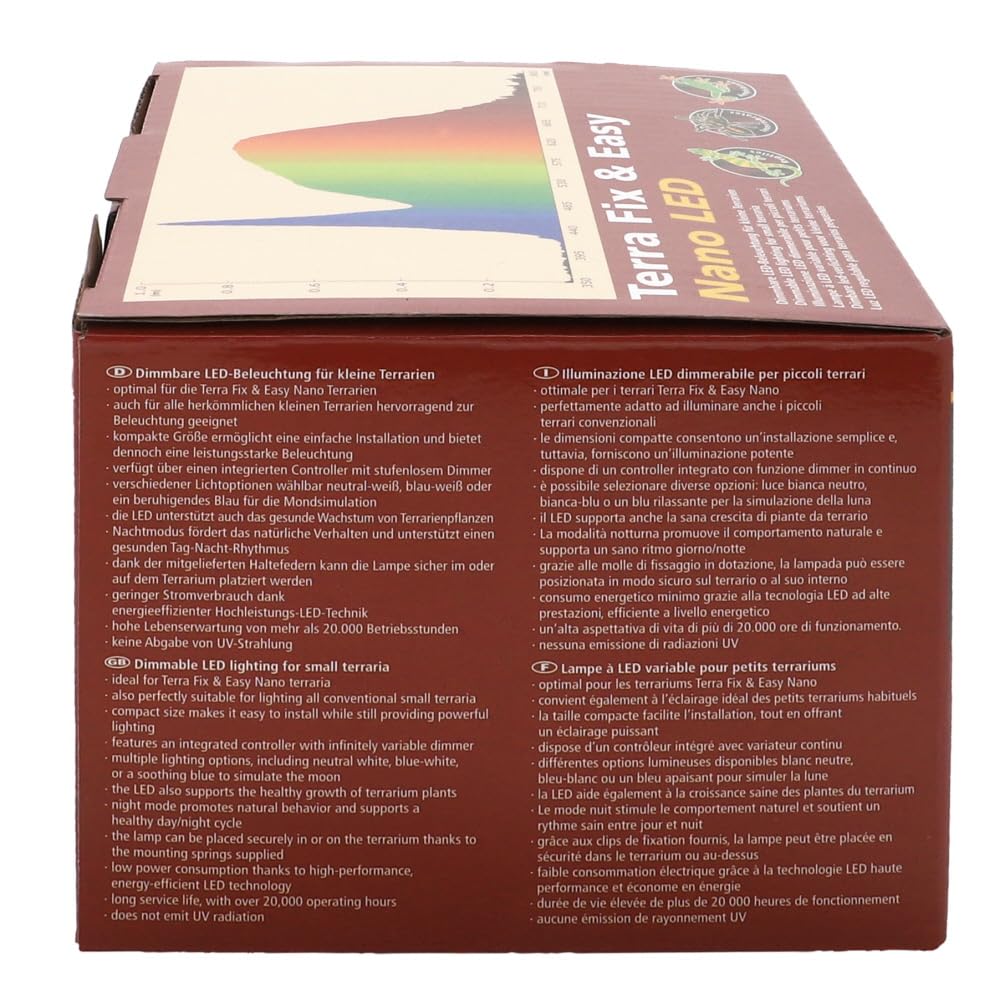 Hobby Terraristik Terra Fix & Easy Nano LED I Iluminación LED regulable para terrarios I Lámpara de terrario con temperatura de color ajustable I Iluminación de terrarios para reptiles, anfibios y