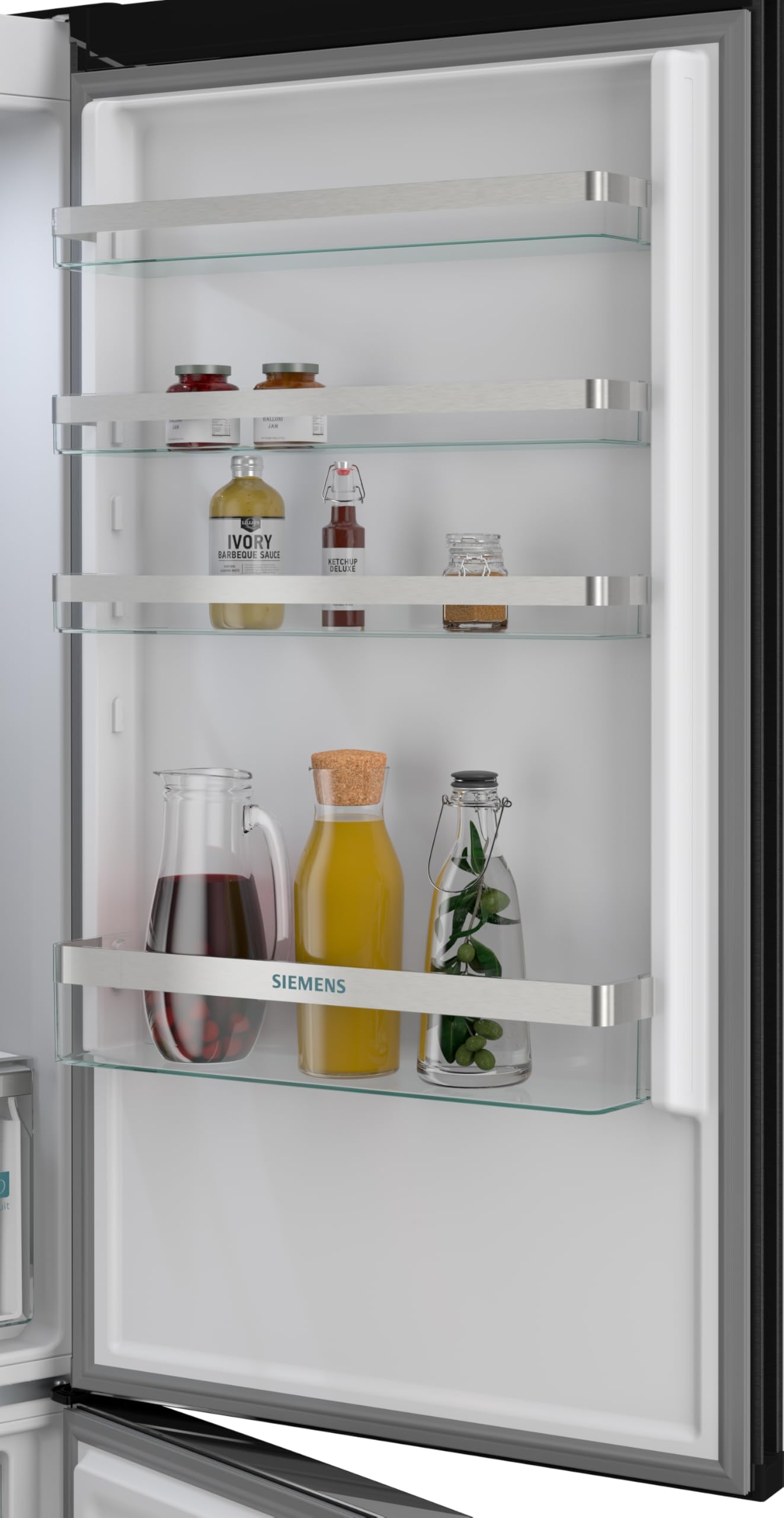 Siemens iQ300 - Frigorífico y congelador XXL (203 x 70 cm, KG49NVXCG, 311 L de refrigeración y congelación de 129 L, total noFrost, colocación sin costuras, hyperFresh 0ºC, acero negro antihuellas)