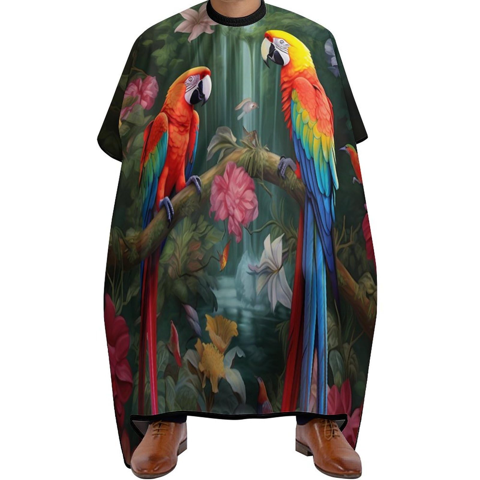 Animals Colorful Birds Parrot Hair Cutting Cape for Men Women Waterproof Barber Cape Adjustable Salon Haircut Capes