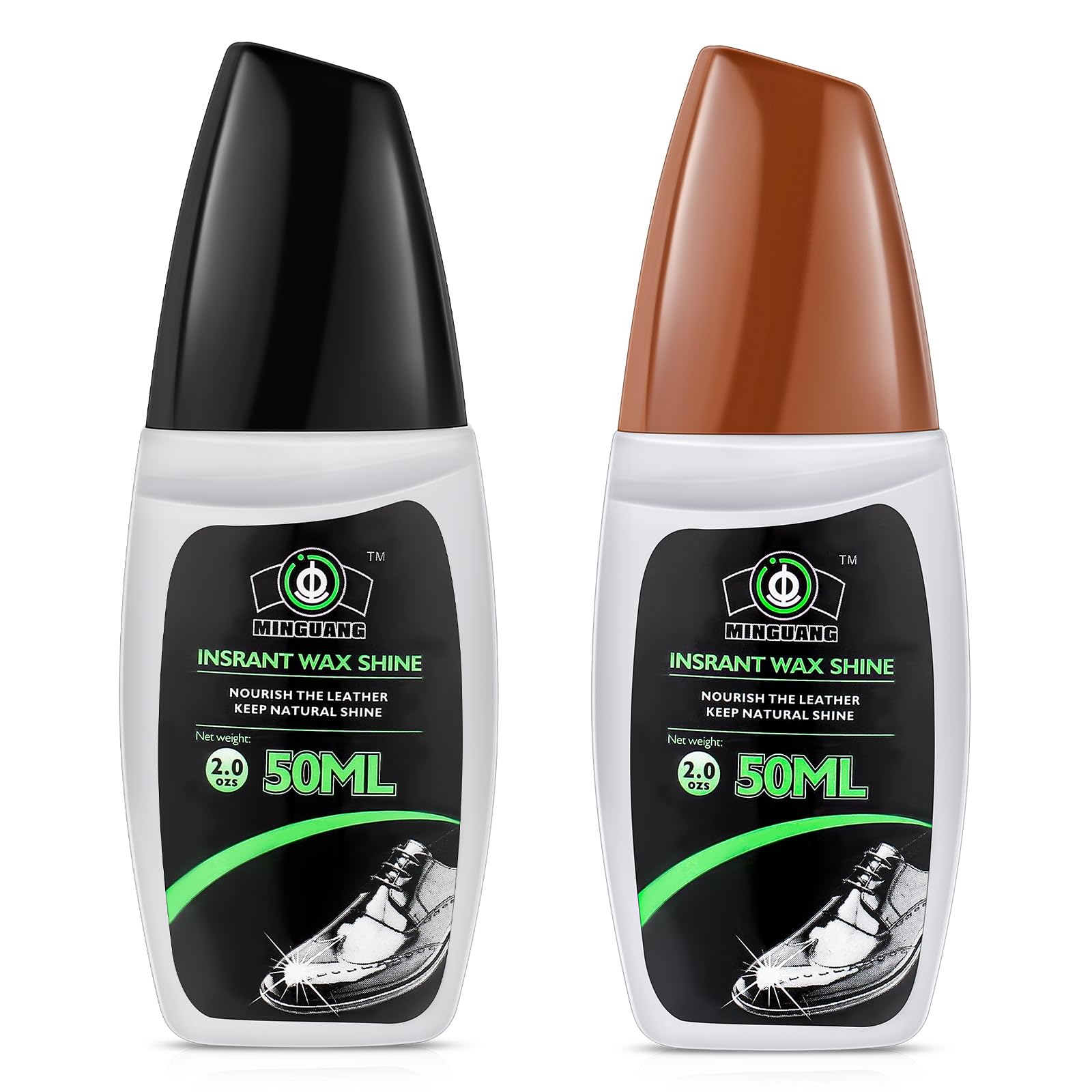 Loopeer 2 Packs Shoe Polish Sponge Kits, 2 Bottles with Sponge Applicators, 4 Wipes for Leather Boots &amp; Dress Shoes