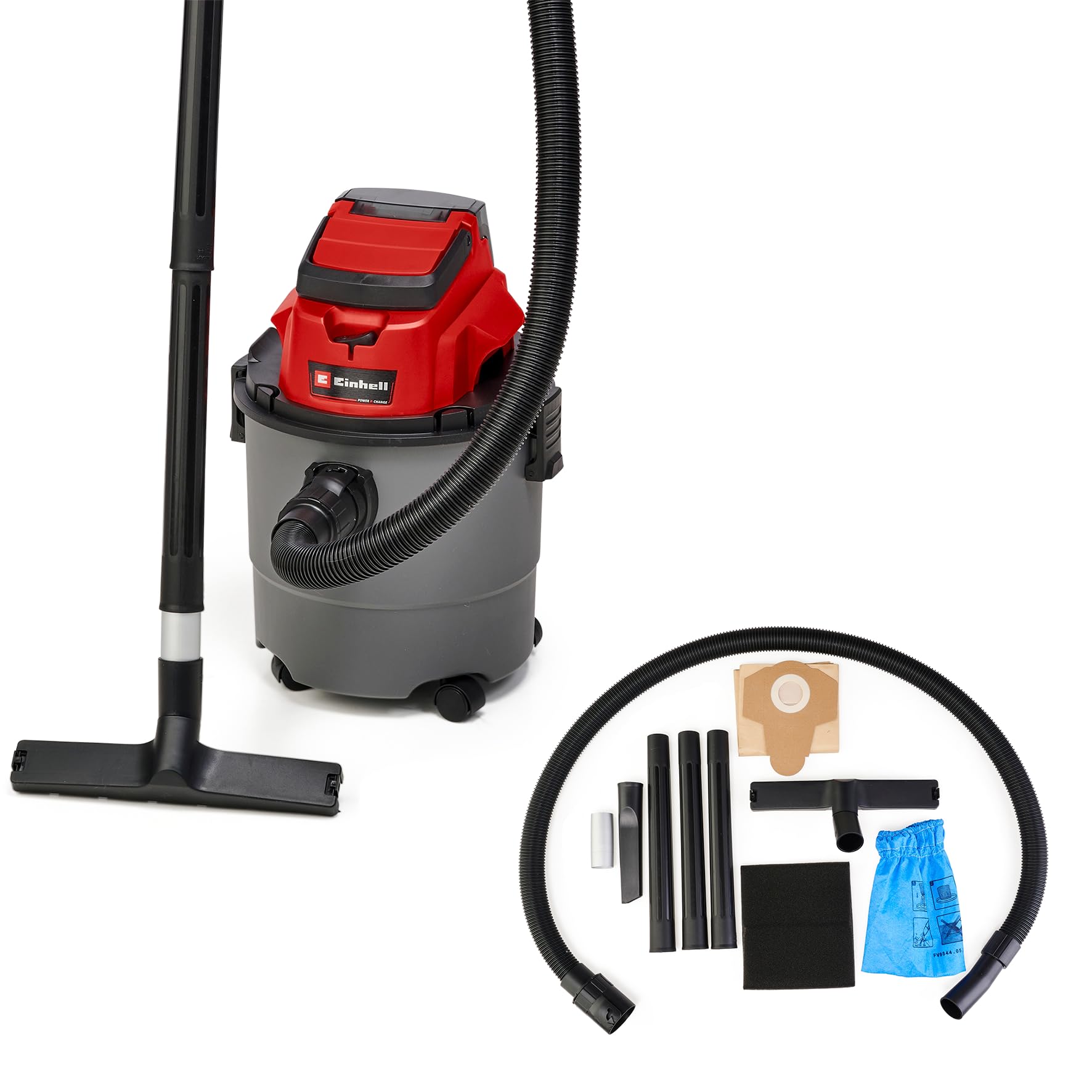 Einhell Cordless Wet And Dry Vacuum Cleaner 18V Power X-Change 15L Tank, Powerful 80mbar Cleaning Of Your Home, Car, Garage or Workshop, Without Battery TC-VC 18/15 Li Solo