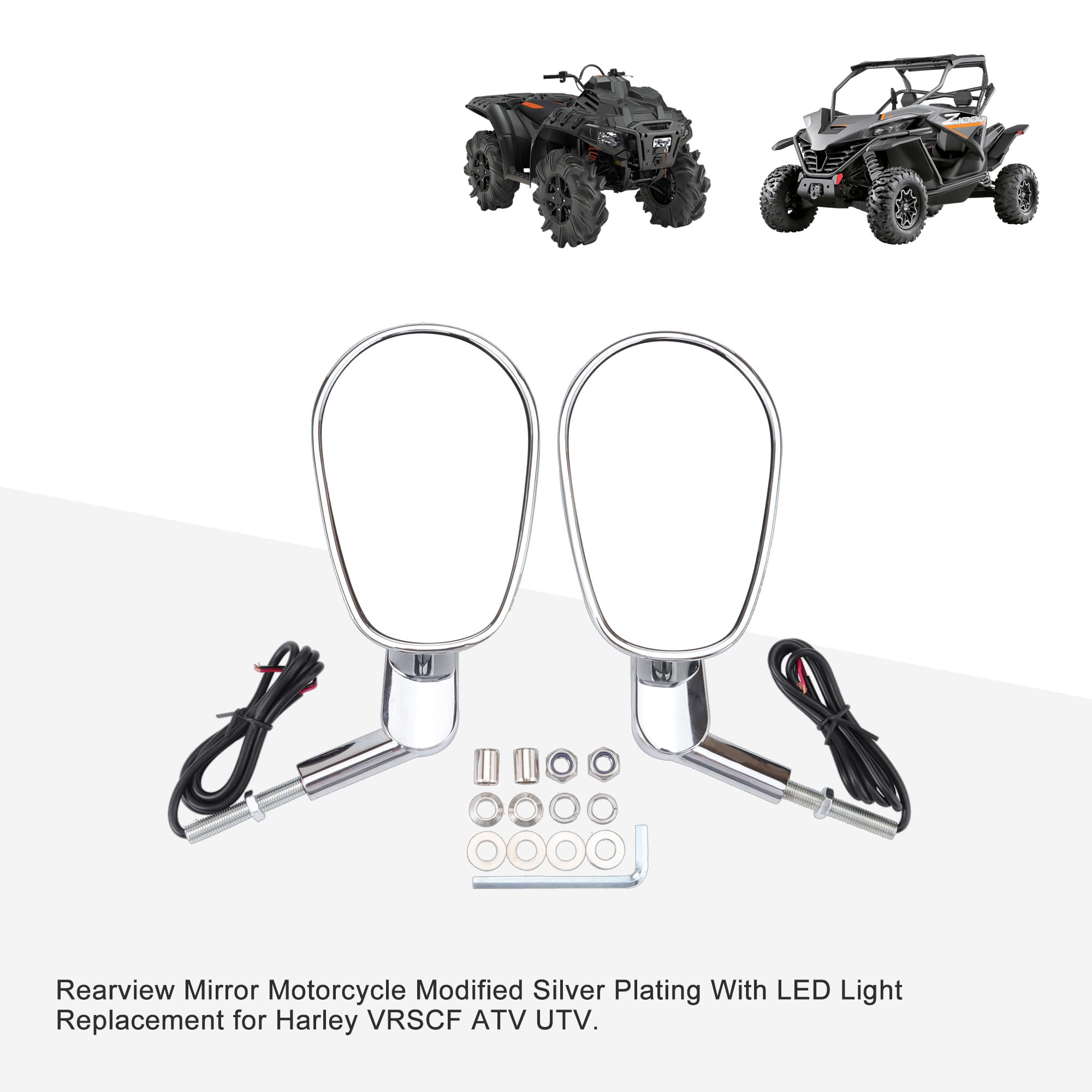 GOOFIT noir 8mm M8 moto rétroviseur avec clignotant LED 360 degrés rotation Remplacement Pour V-ROD vrod kart UTV scooter électrique ATV Quad vrscf 2009-2017