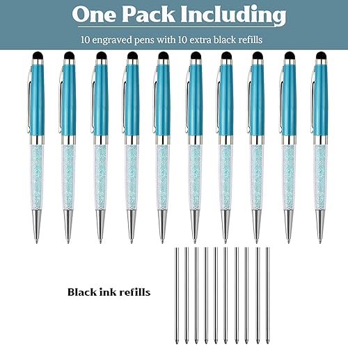 Miniatura 6 de Ancolo Custom Ballpoint Pens Stylus Tip Blue Crystal-Custom personal pens School Writing Set- Engraved Name pens - with Your Team Name or