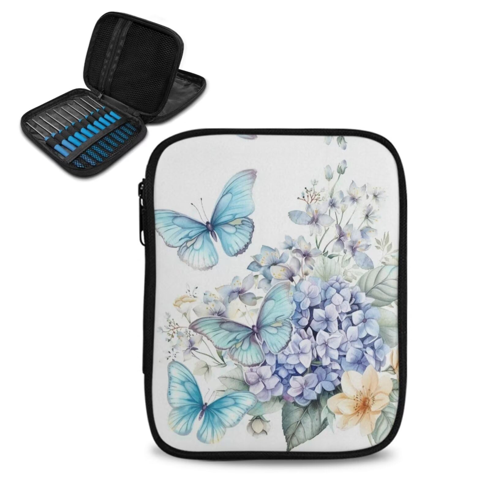 Butterfly Crochet Hook Case Portable Floral Crochet Hook Organizer without Hooks and Accessories Crochet Storage Organizer for Airports and Parks