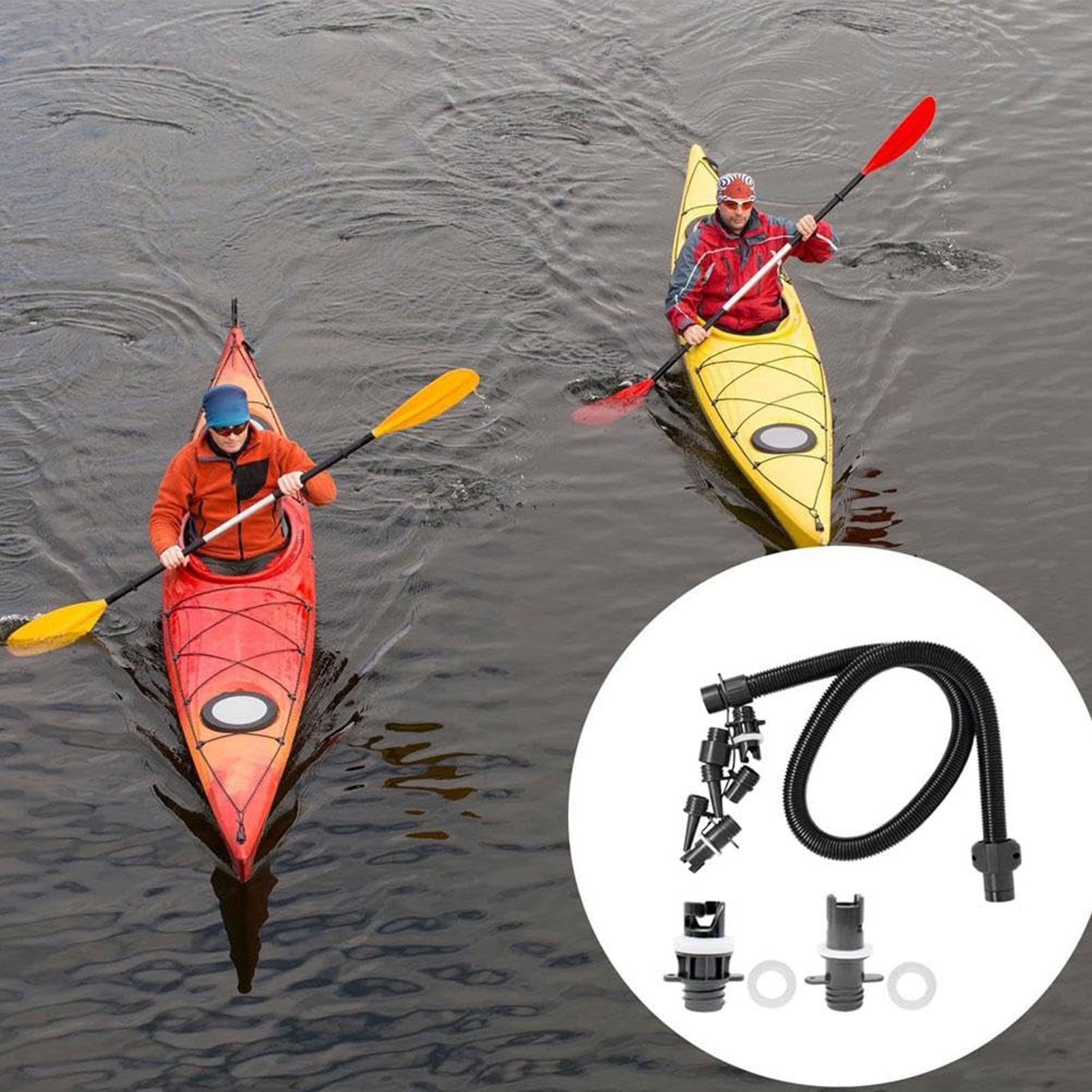 Pompe à Air Double Action 4 L – Gonfleur/dégonfleur Pour Paddle, Bateau, Tente – 700 G, Tuyau 130 Cm, Jaune
